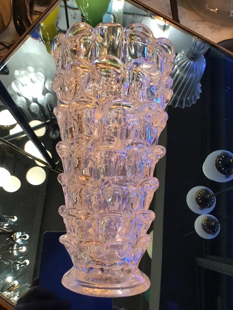 Barovier “orecchiette vase” Murano Glass 1940 Italy For Sale 1