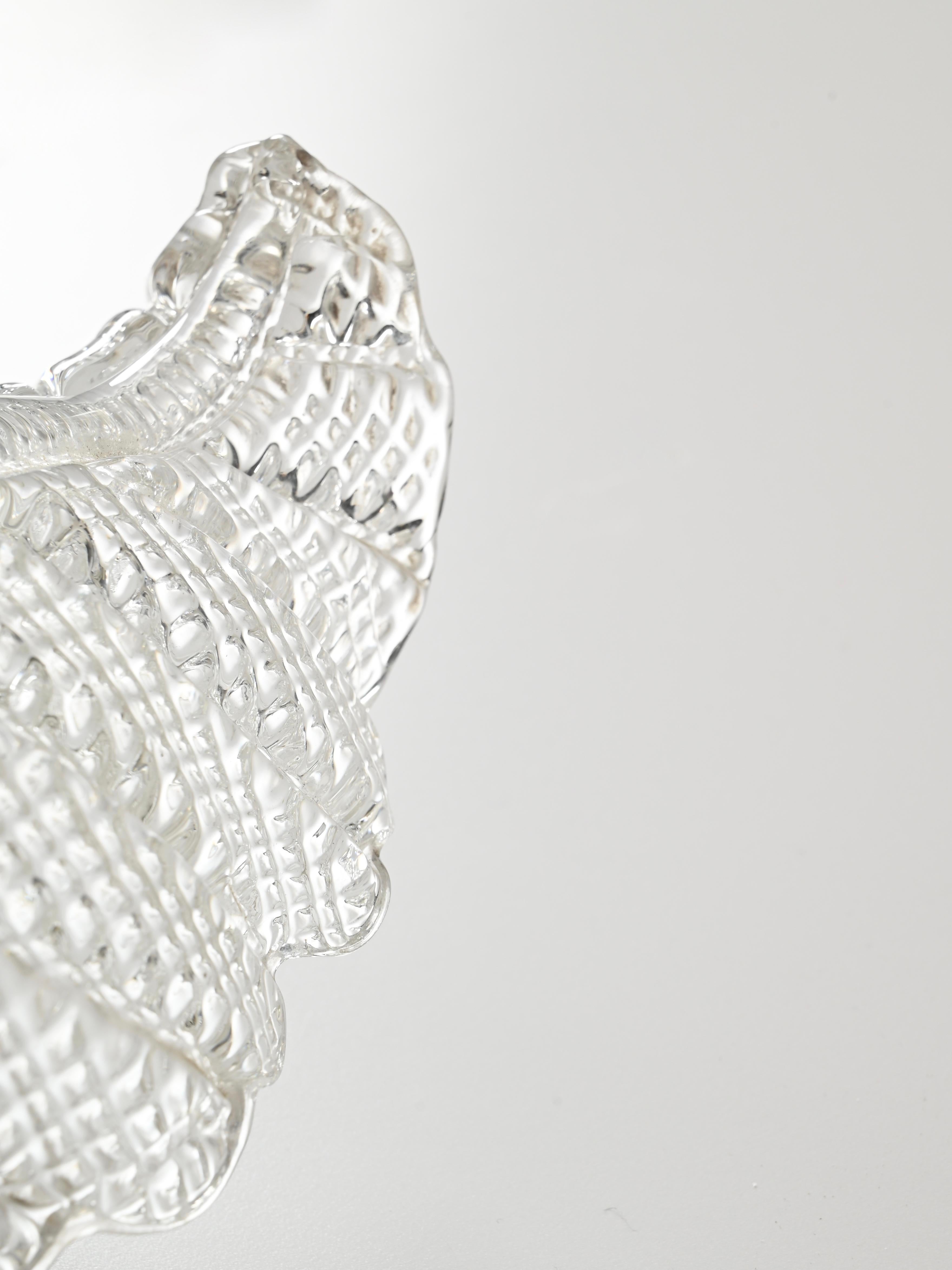 Barovier Coppia di lampade a foglia in vetro di Murano e ottone, Italia, anni '50 in vendita 2