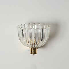 Barovier Paire d'appliques à fleurs en verre de Murano et laiton, Italie années 1940