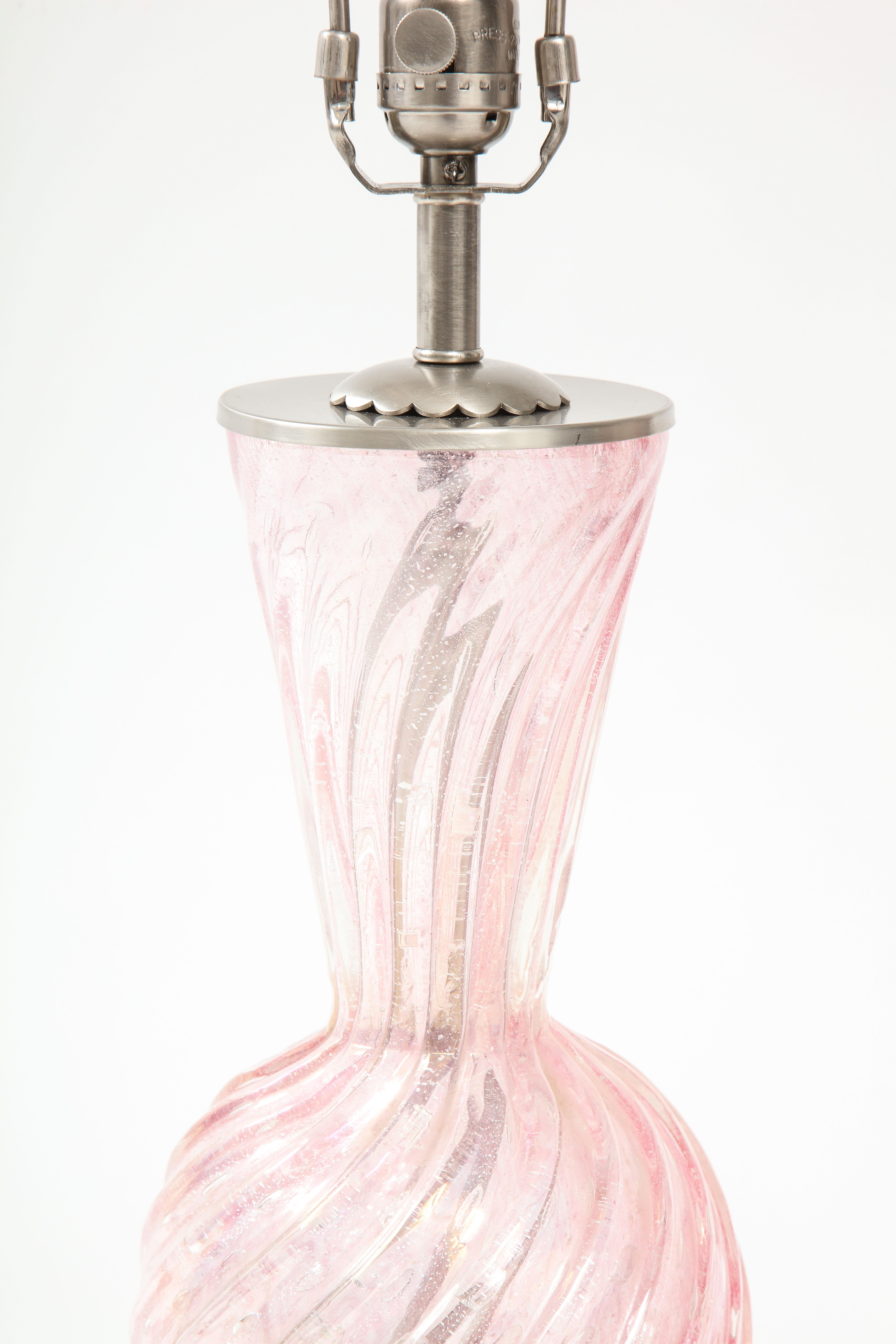 20th Century Barovier Pale Pink Murano Glass Lamps For Sale
