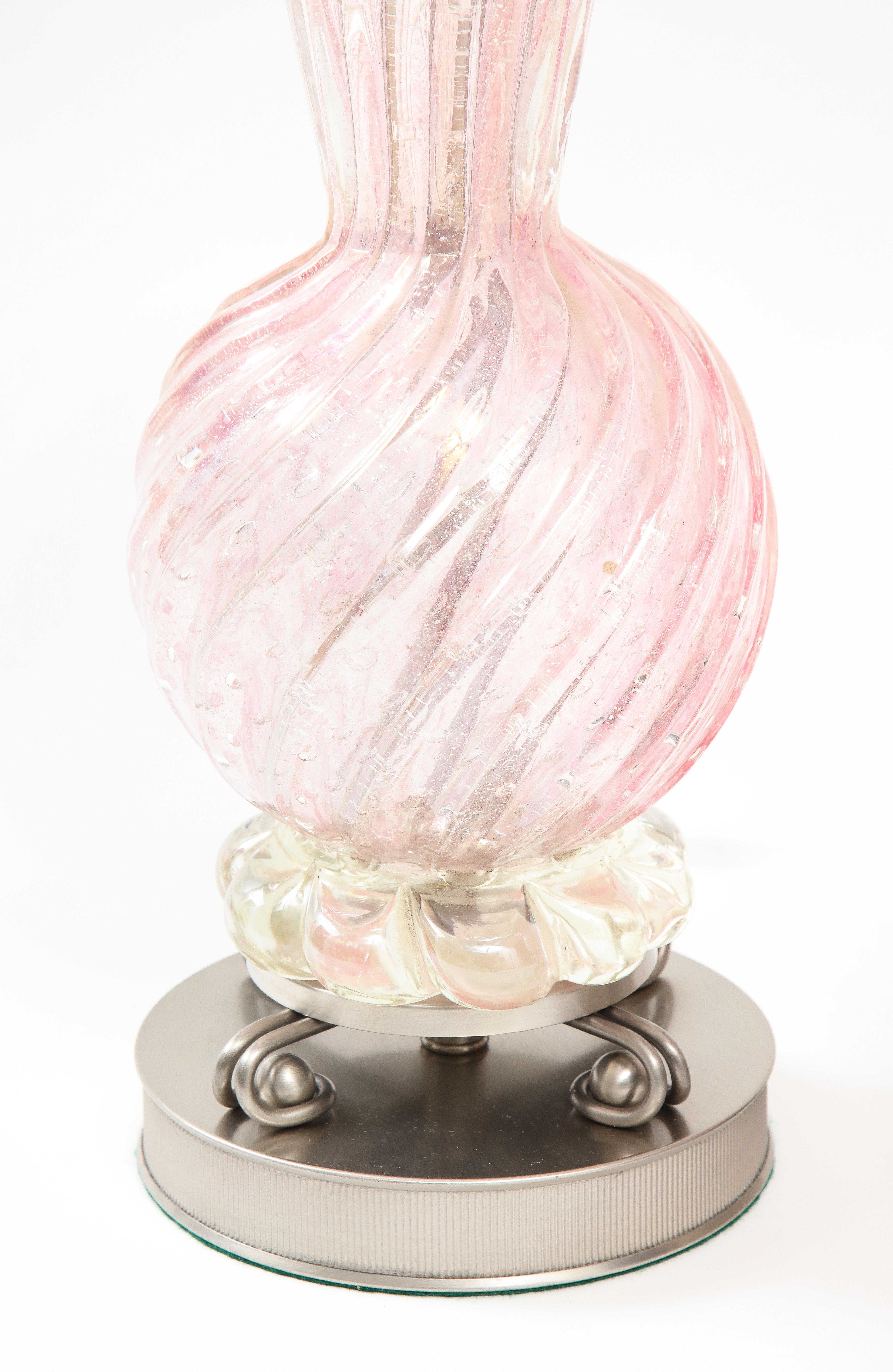 Barovier Pale Pink Murano Glass Lamps For Sale 1