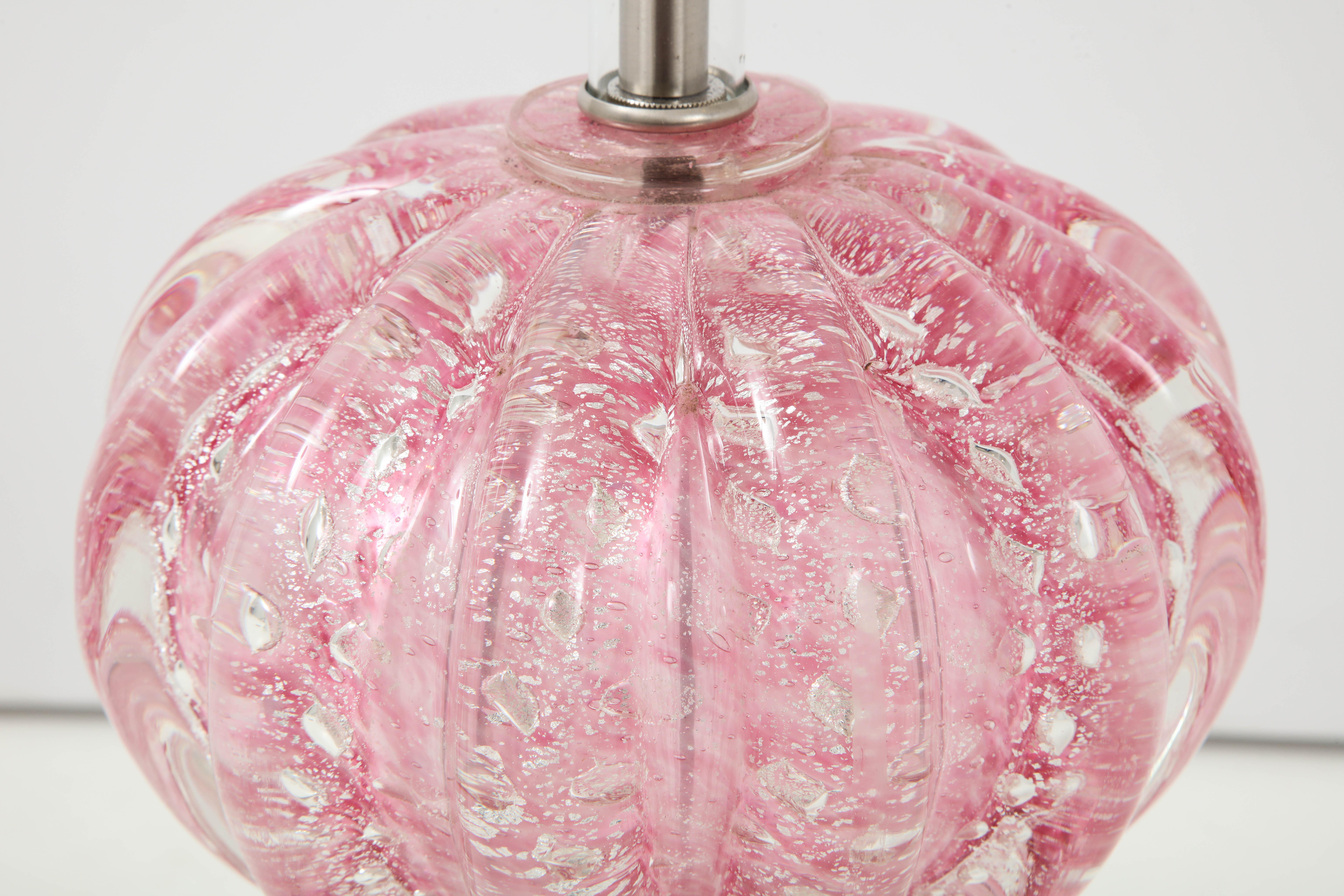 20th Century Barovier Pink Diamond Murano Glass Lamps