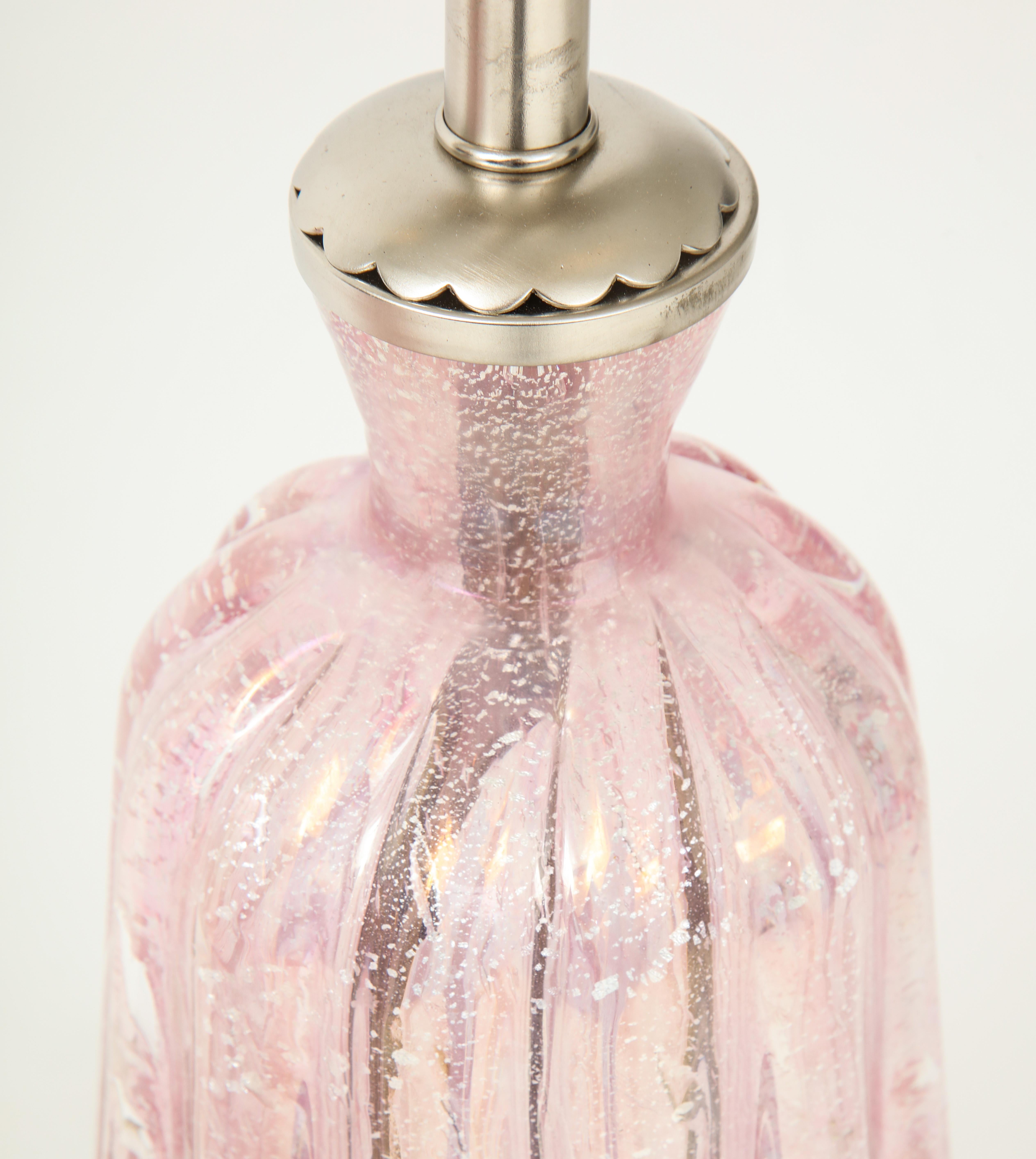 20th Century Barovier Pink Diamond Murano Glass Lamps