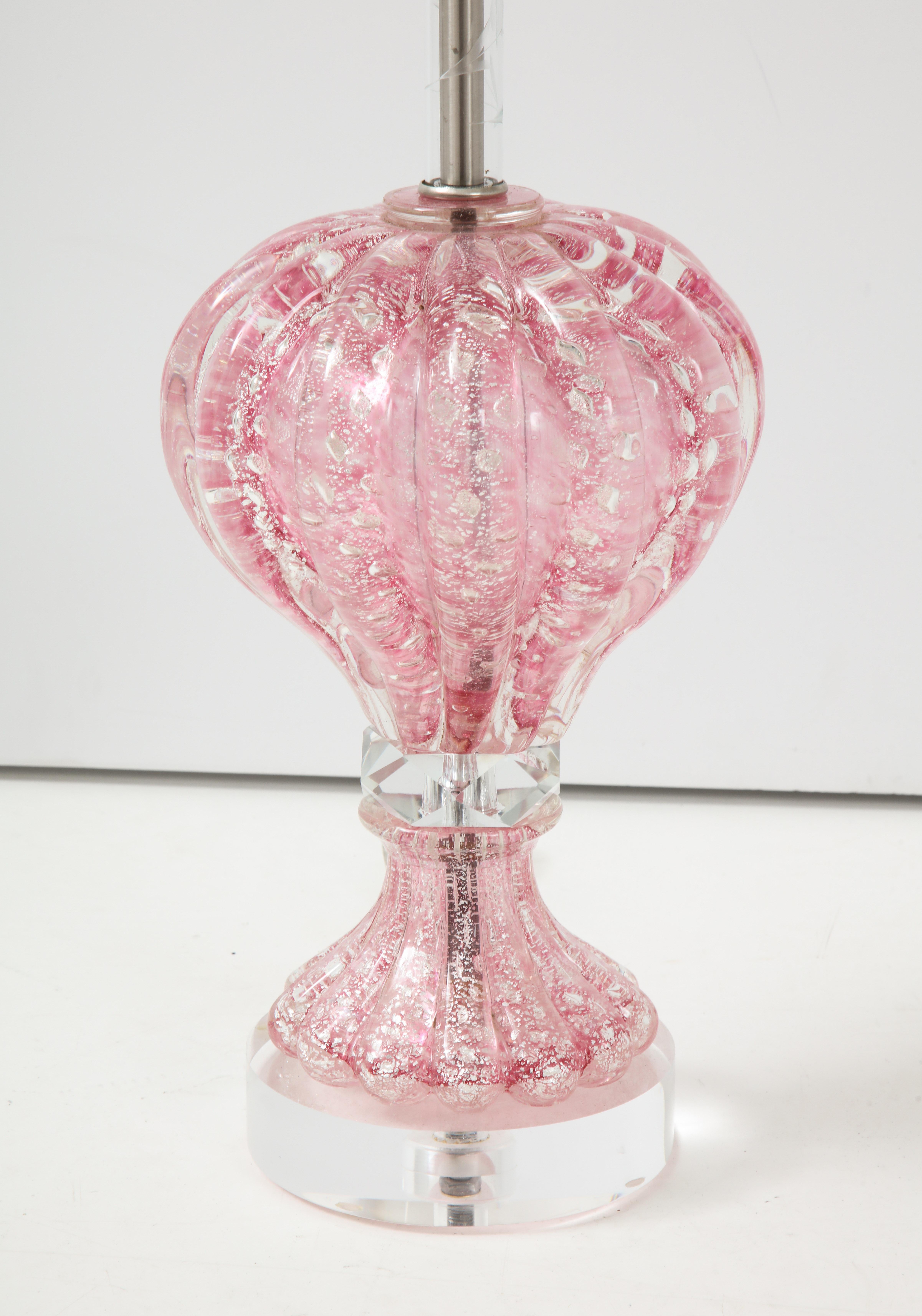 Crystal Barovier Pink Diamond Murano Glass Lamps
