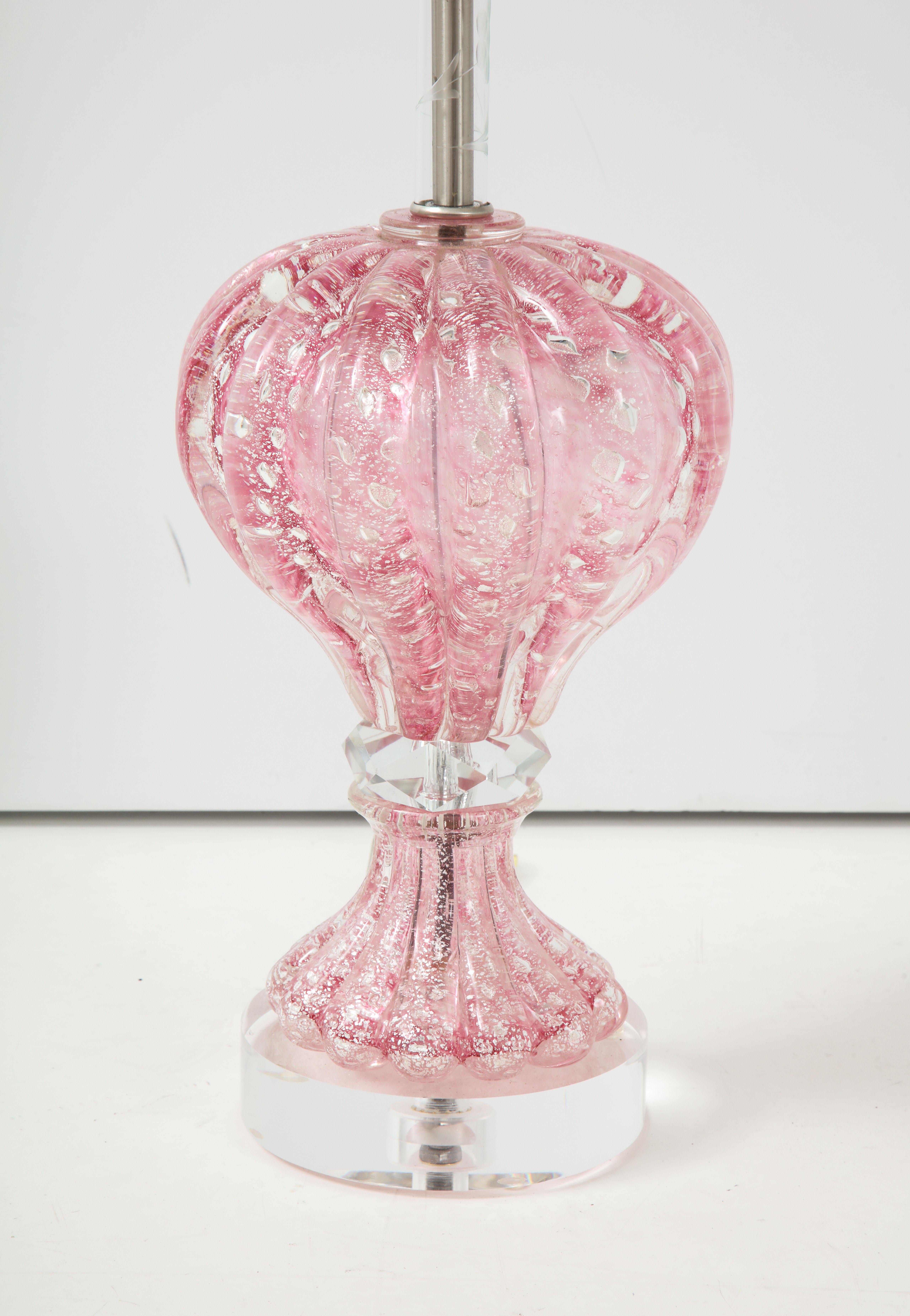 Barovier Pink Diamond Murano Glass Lamps 1