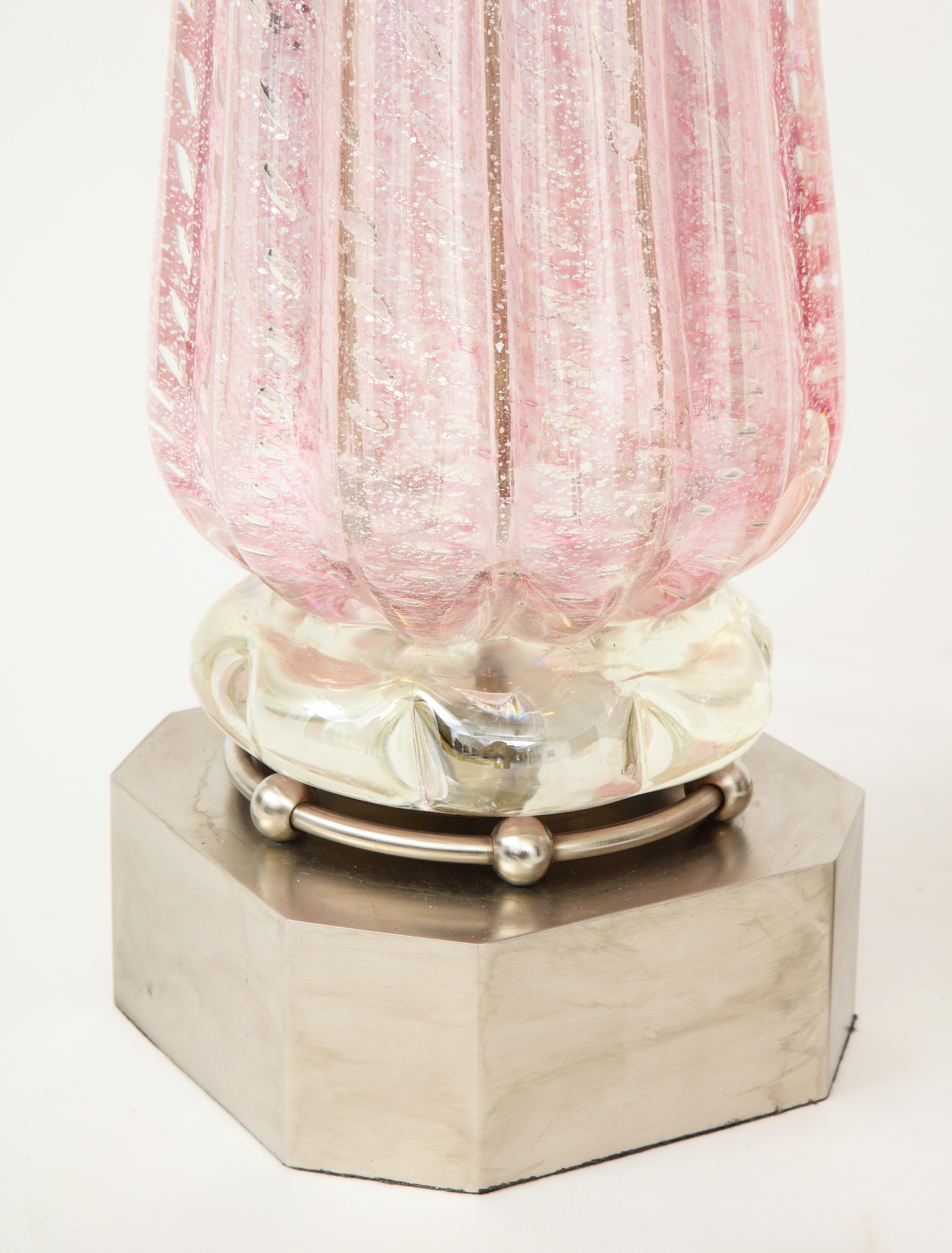 Barovier Pink Diamond Murano Glass Lamps 2