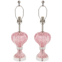 Barovier Pink Diamond Murano Glass Lamps