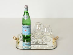 Vassoio da portata rettangolare Barovier in vetro di Murano inciso a specchio e oro, anni '40