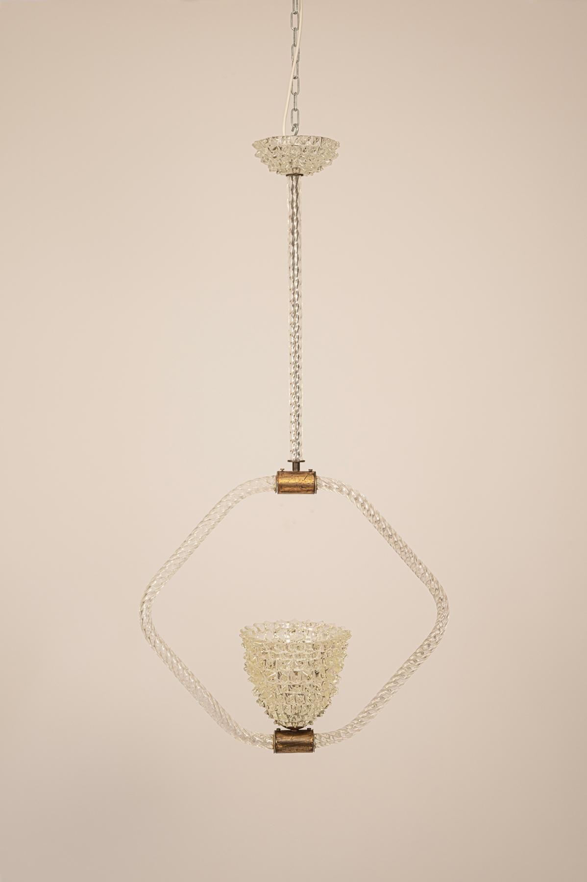 Barovier 'Rostrato' chandelier. Italy c1940s

In very good condition. No nicks or chips to glass. Re wired. 