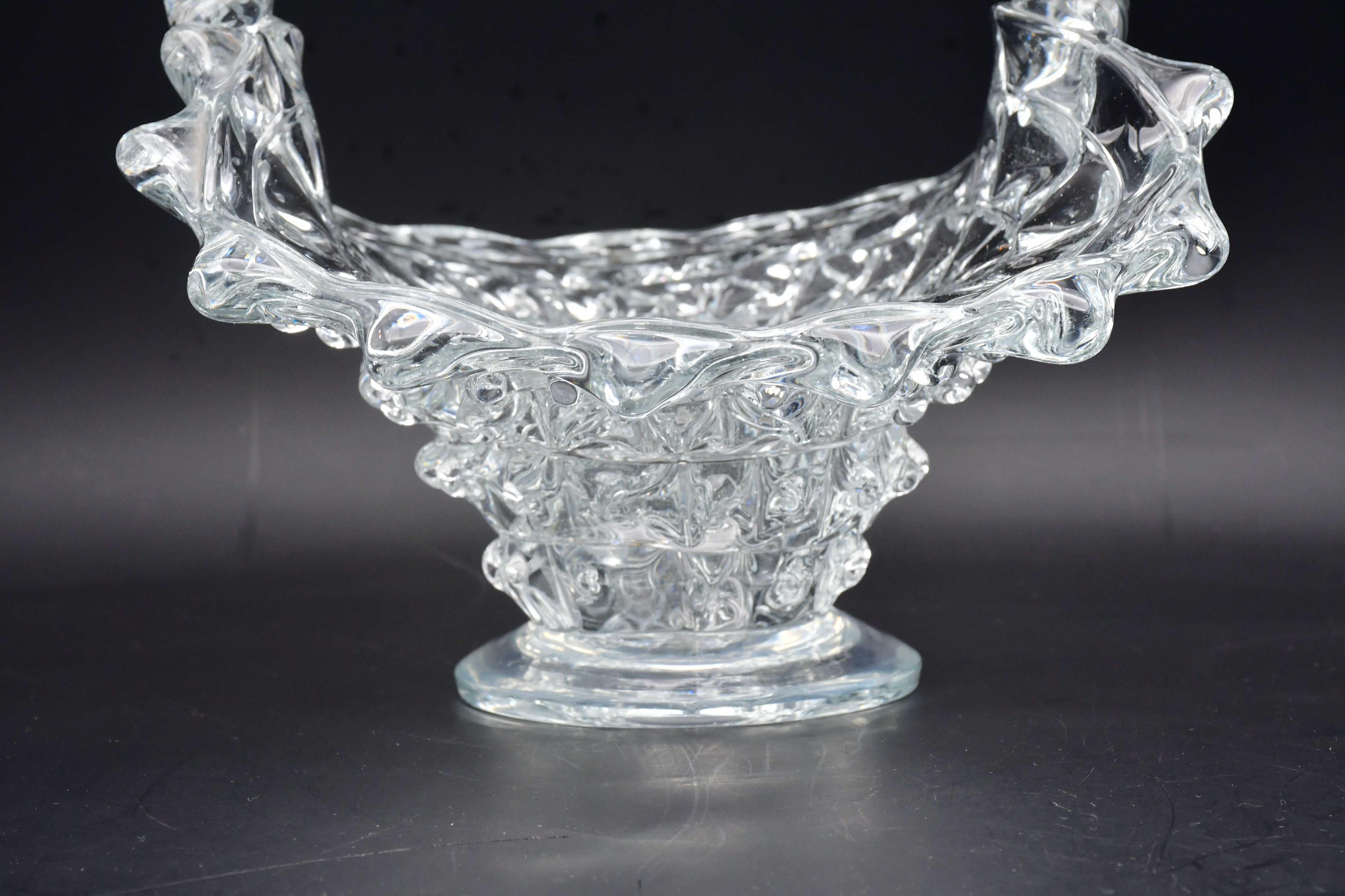 Vaso da centrotavola in vetro di Murano Barovier Rostrato, anni '40 in vendita 6