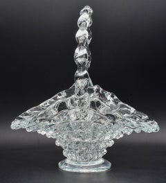 Barovier Rostrato Murano Italian Glass Basket Centerpiece Vase, 1940s