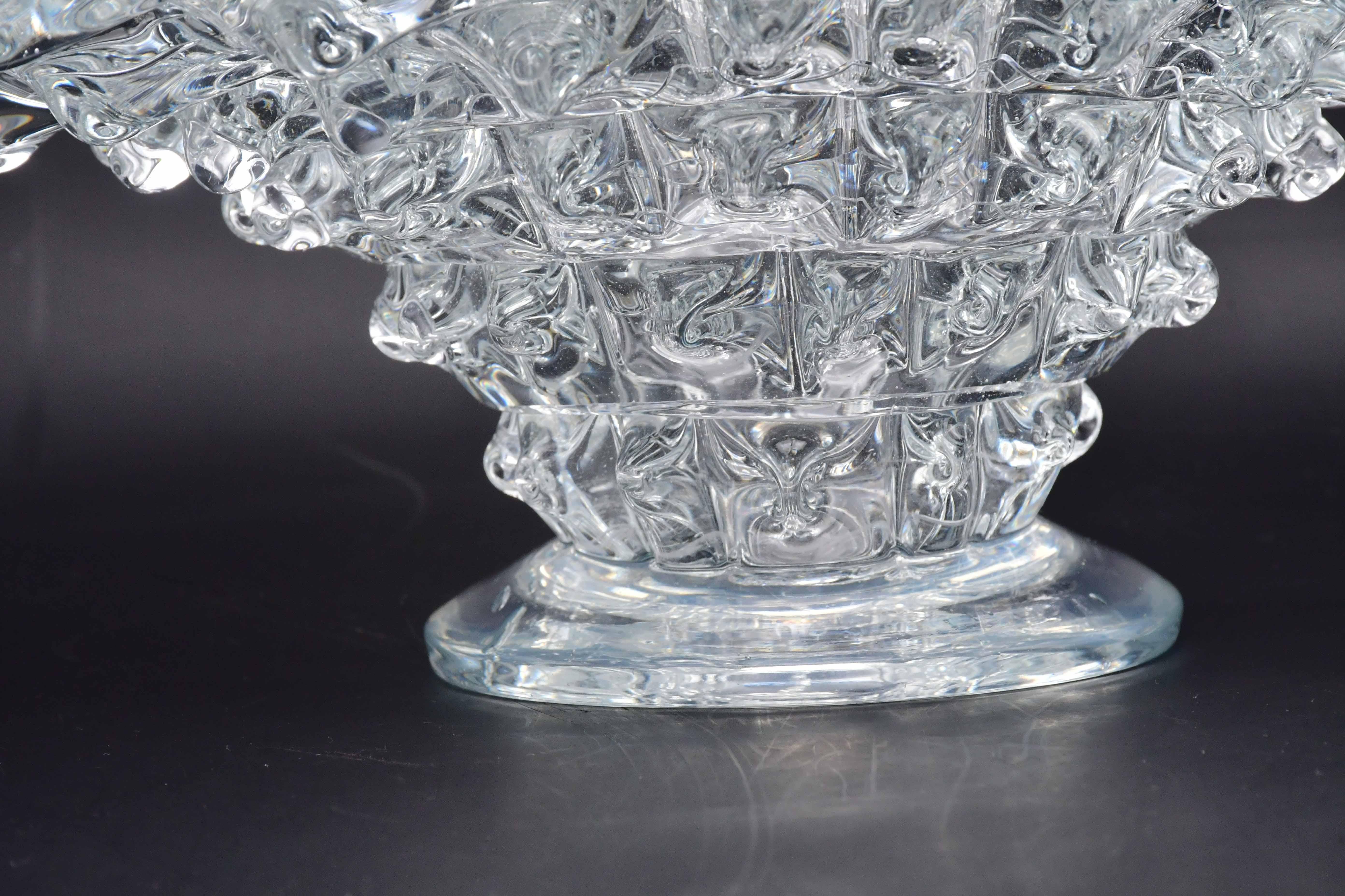 Vaso da centrotavola in vetro di Murano Barovier Rostrato, anni '40 in vendita 3