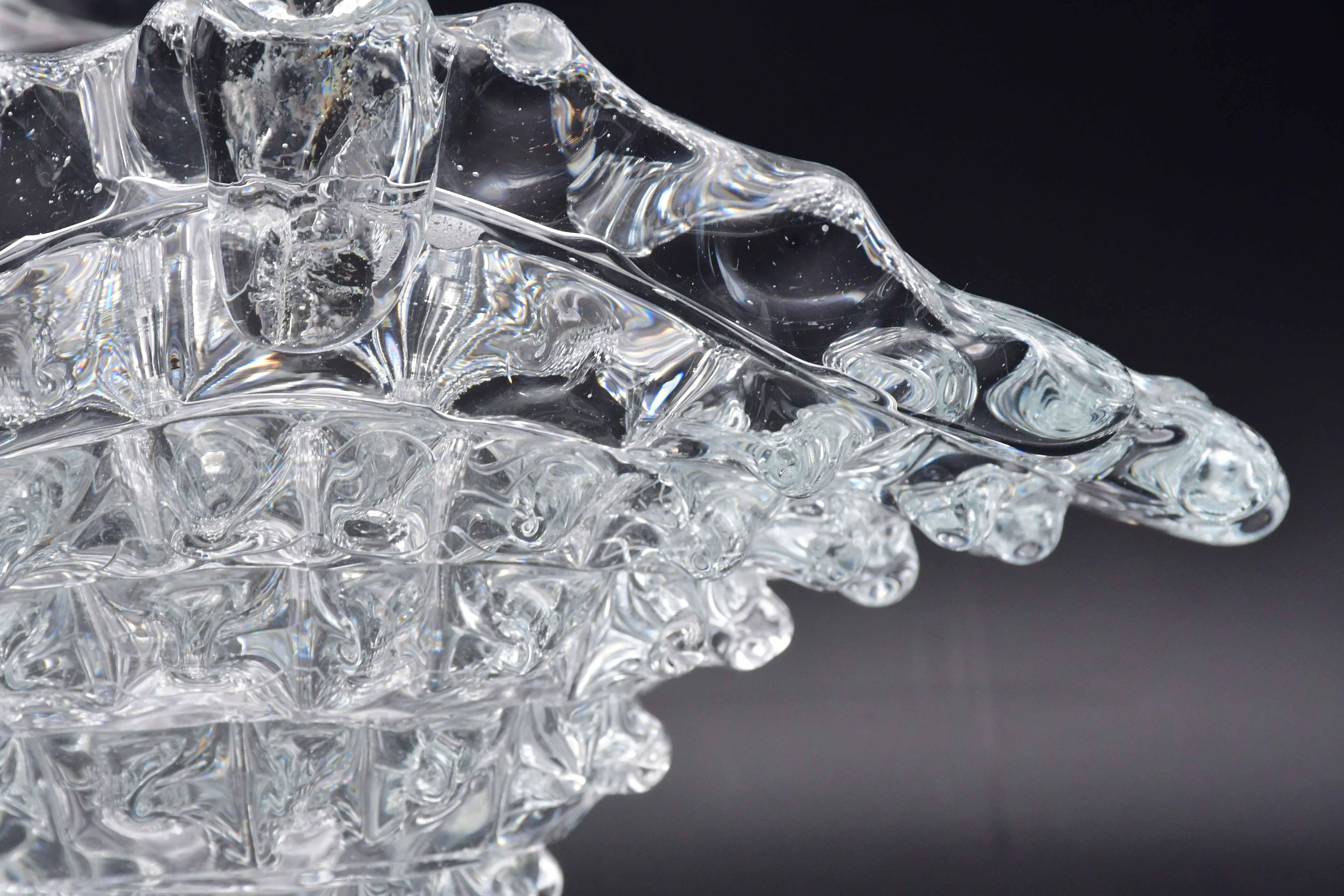 Vaso da centrotavola in vetro di Murano Barovier Rostrato, anni '40 in vendita 4
