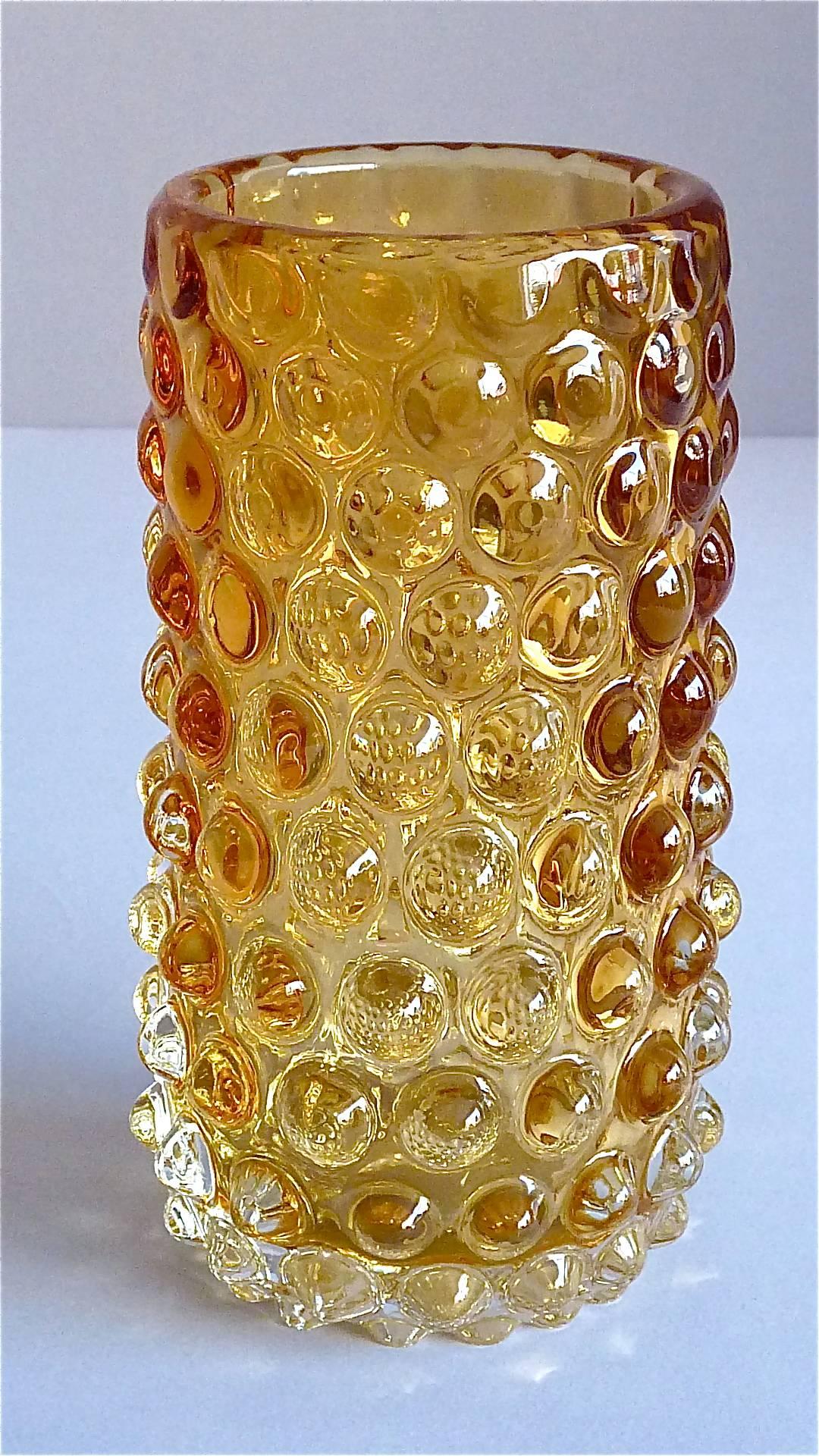 Barovier Seguso & Ferro Murano Kunstglas Vase Honig Gelb Bernstein Italien:: 1940er Jahre (Moderne der Mitte des Jahrhunderts)