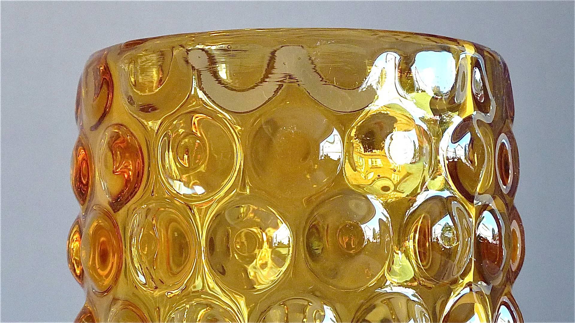 Barovier Seguso & Ferro Murano Kunstglas Vase Honig Gelb Bernstein Italien:: 1940er Jahre im Zustand „Gut“ in Nierstein am Rhein, DE
