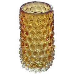 Barovier Seguso & Ferro Vase en verre d'art de Murano jaune miel ambre Italie:: années 1940