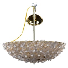 Barovier Semi Flush Mount Fixture with Clear & Gold Glass Flowers