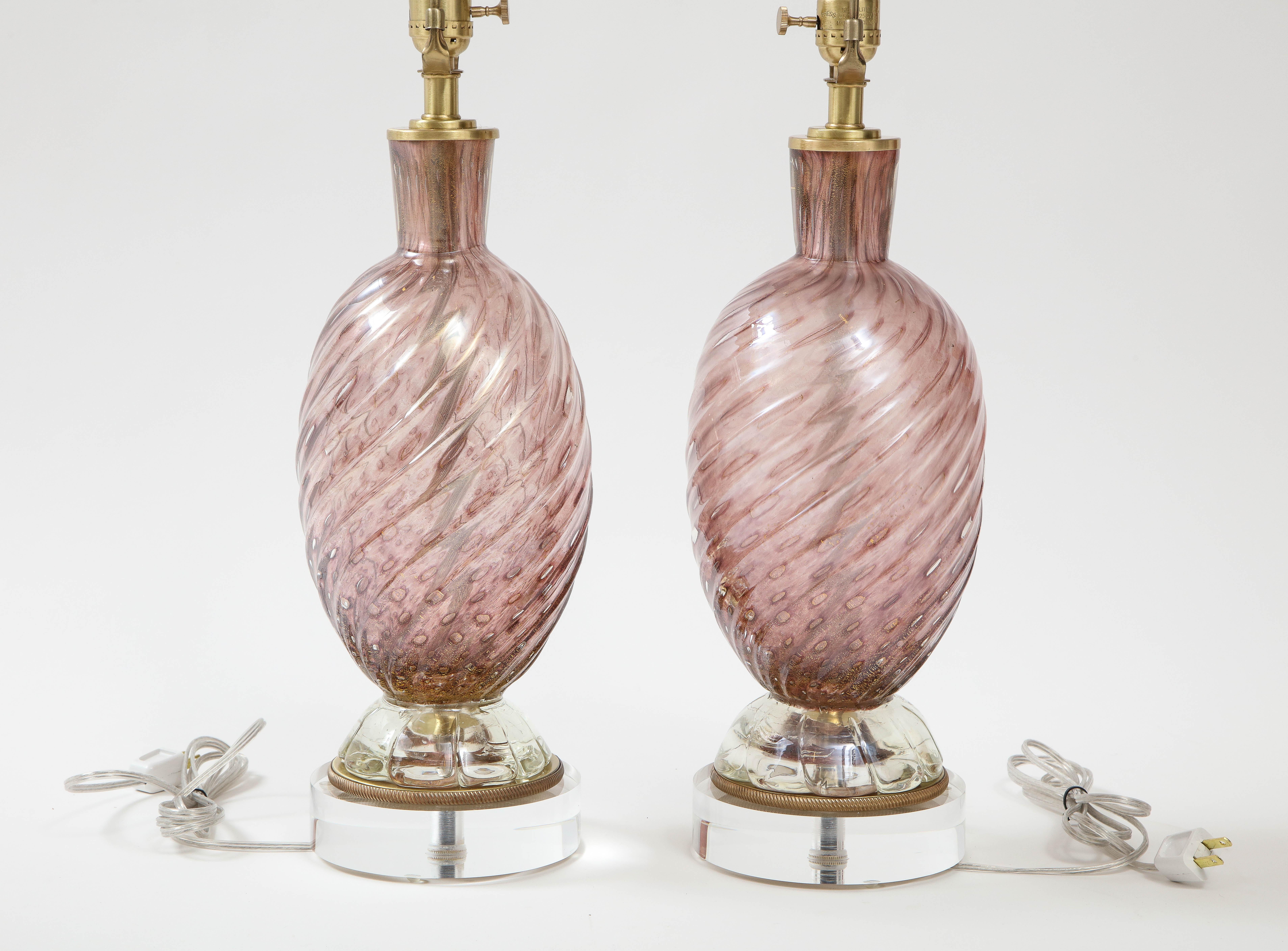 Mid-Century Modern Barovier Smoked Amethyst Murano Lamps For Sale