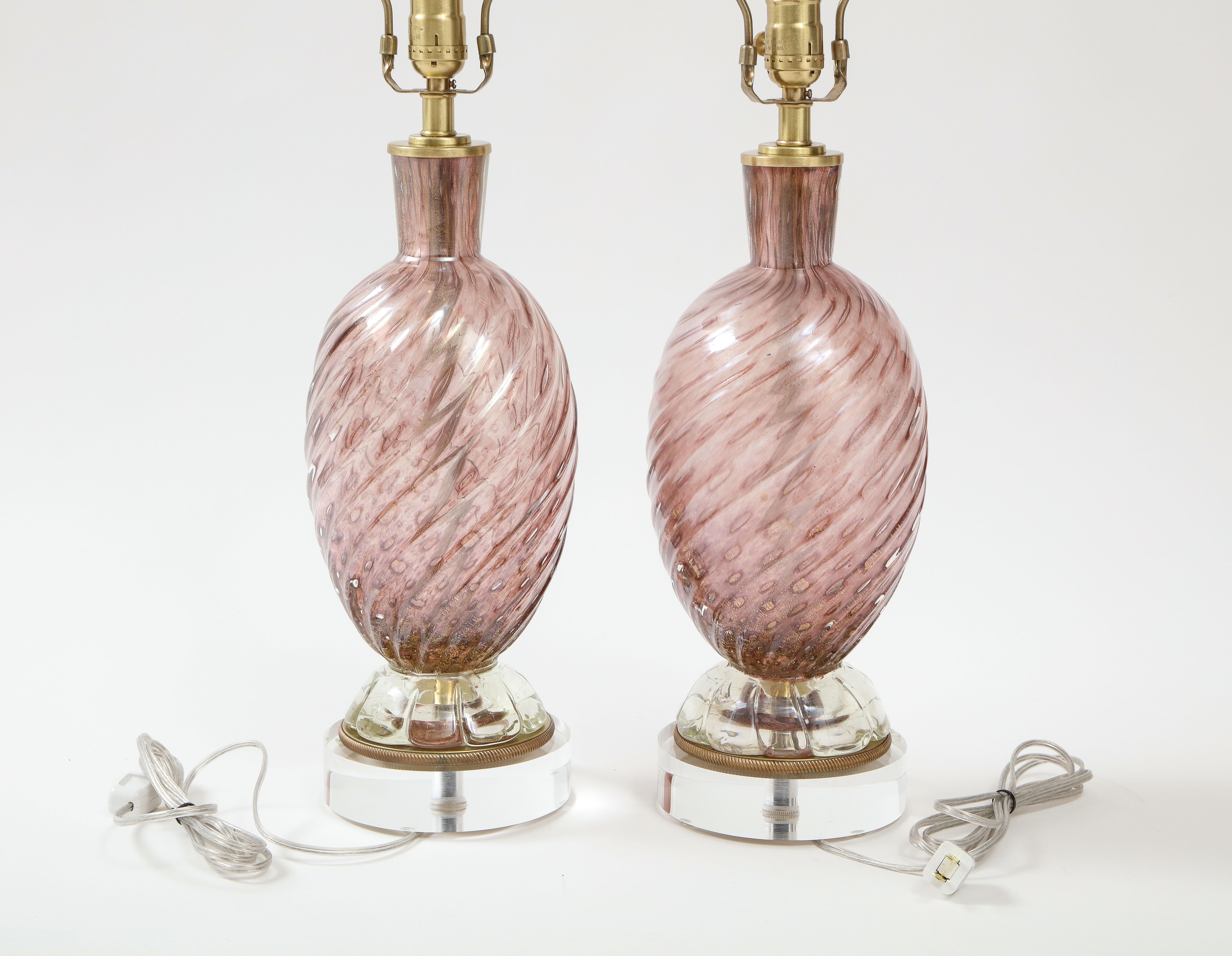 20th Century Barovier Smoked Amethyst Murano Lamps For Sale