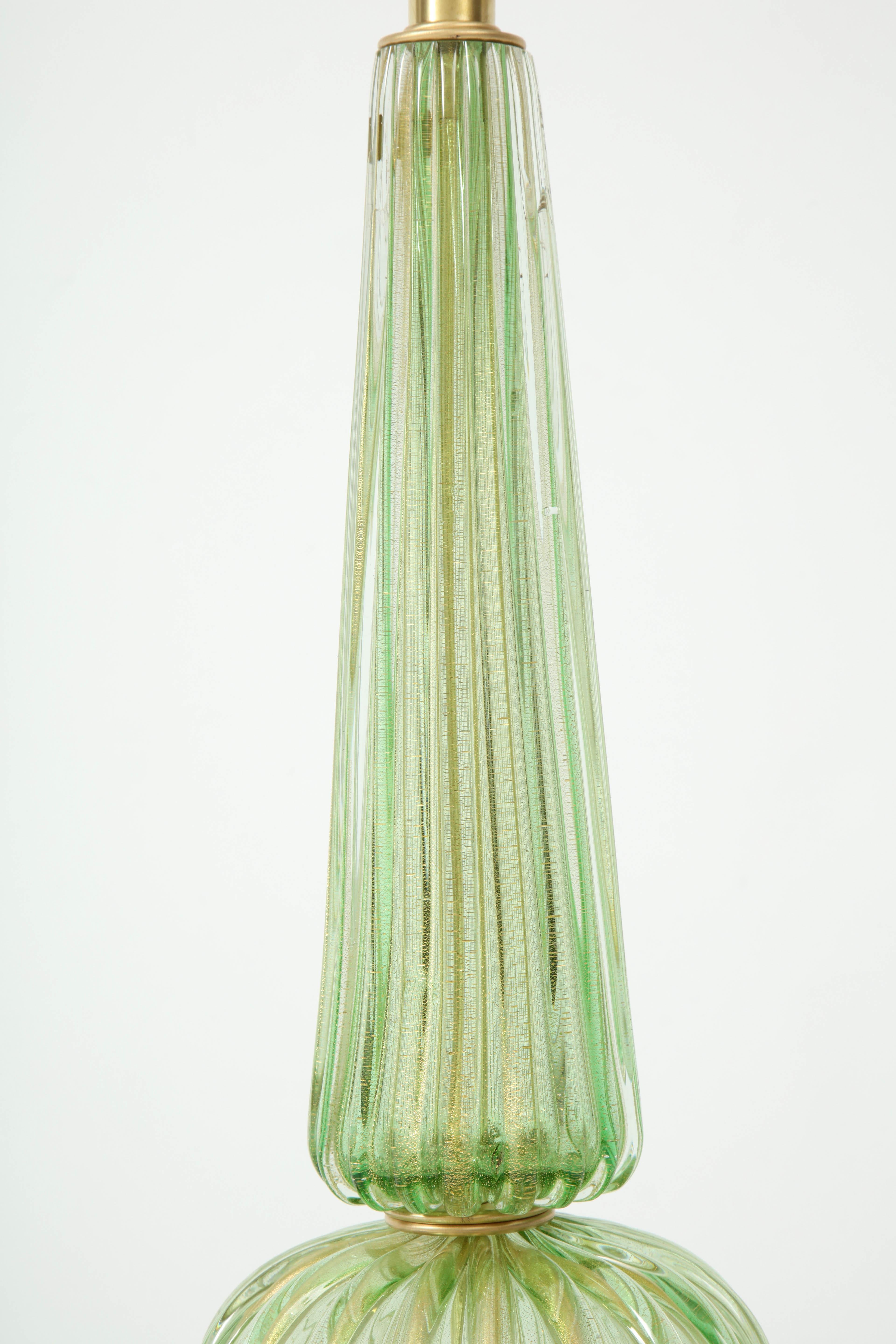 Brass Barovier Spring Green Murano Lamps