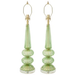 Barovier Spring Green Murano Lamps