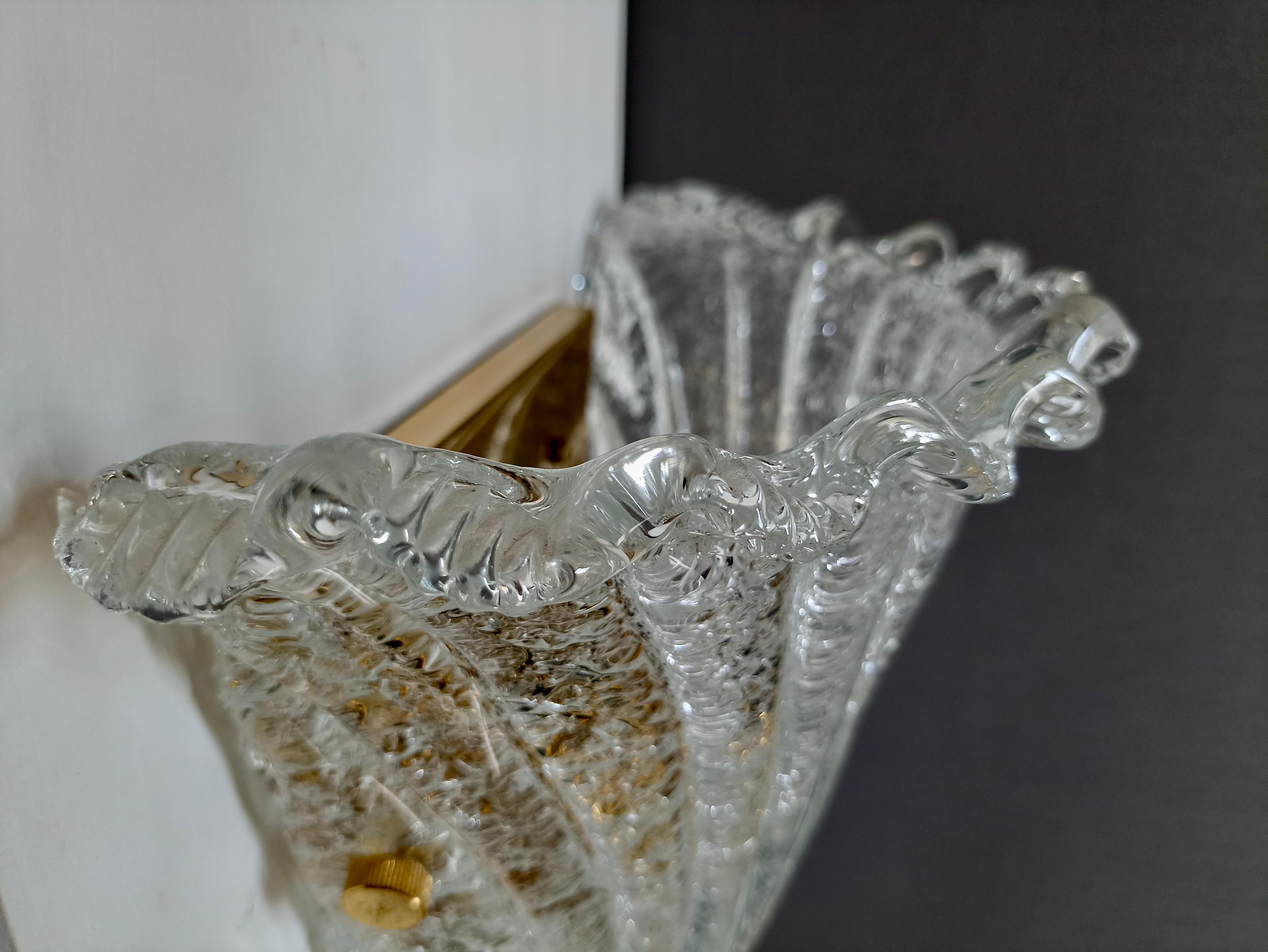 Lampada da parete singola Graniglia in vetro artistico di Murano in stile Barovier anni '90. 1