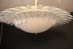 Barovier Style Iridescent and White Murano Glass Flush Mount Chandelier