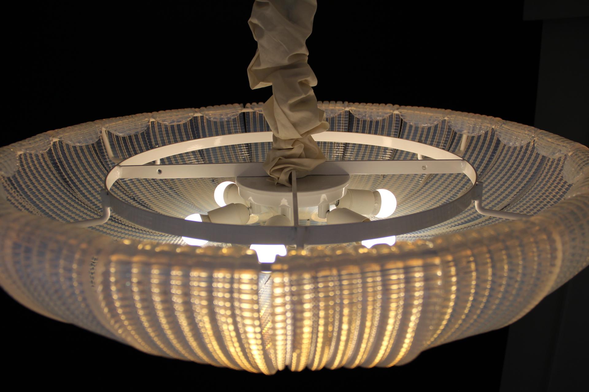 Lampadario ad incasso in vetro di Murano con texture iridescente in stile Barovier in vendita 3