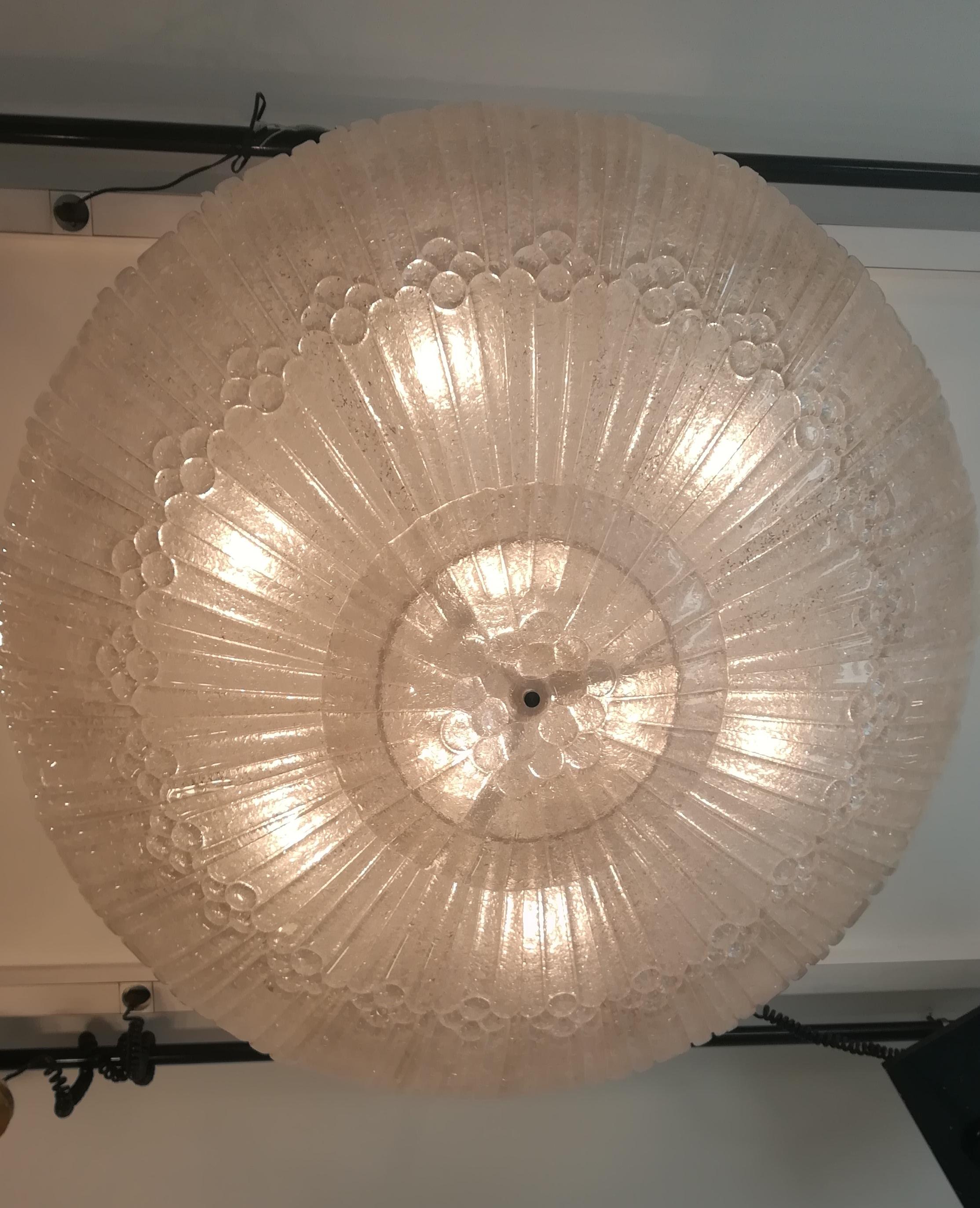 Italian Barovier Style Murano Glass Ceiling Pendant For Sale