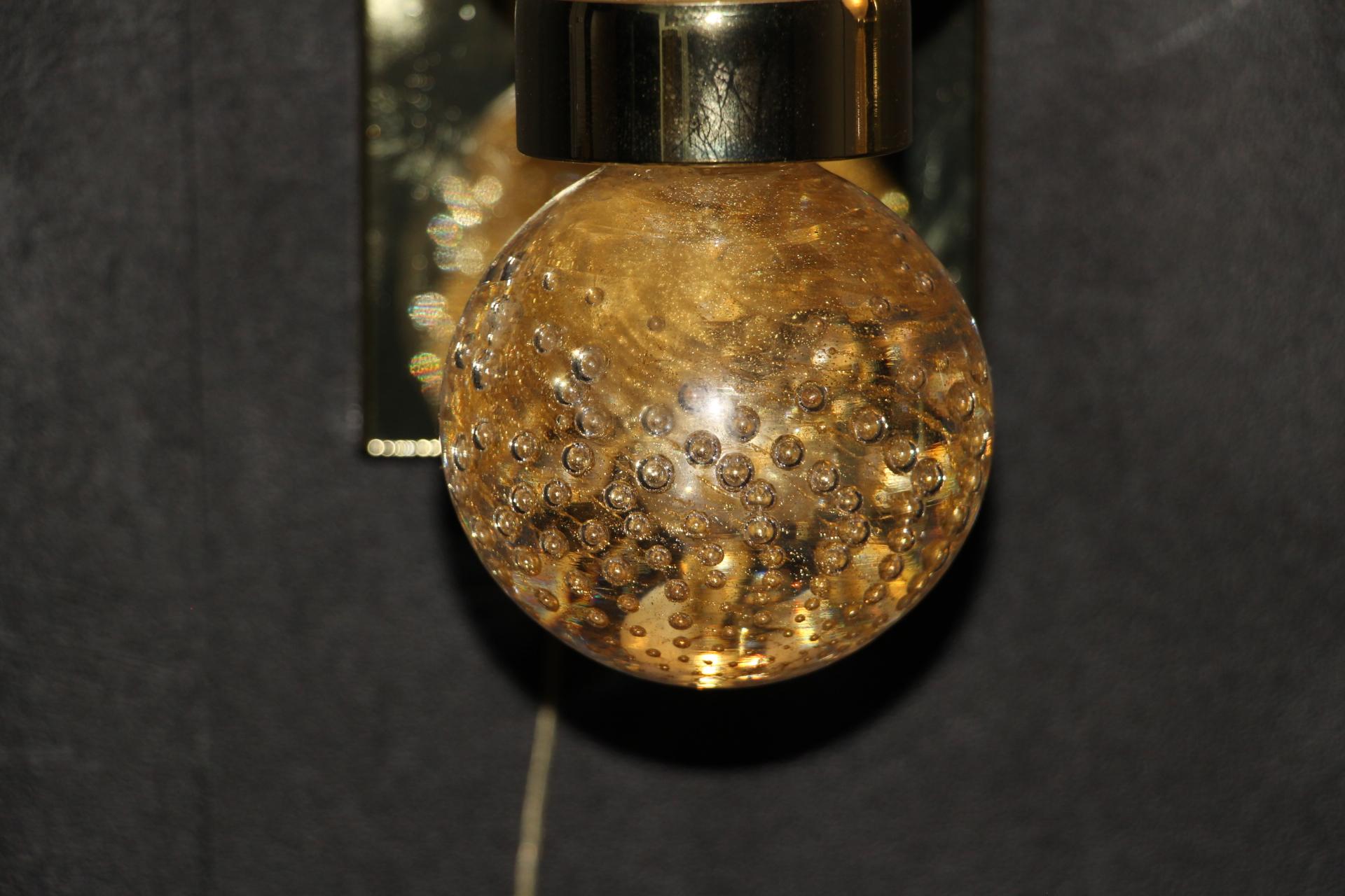 Appliques en verre de Murano de style Barovier avec paillettes et bulles d'or, Wall Lights en vente 3
