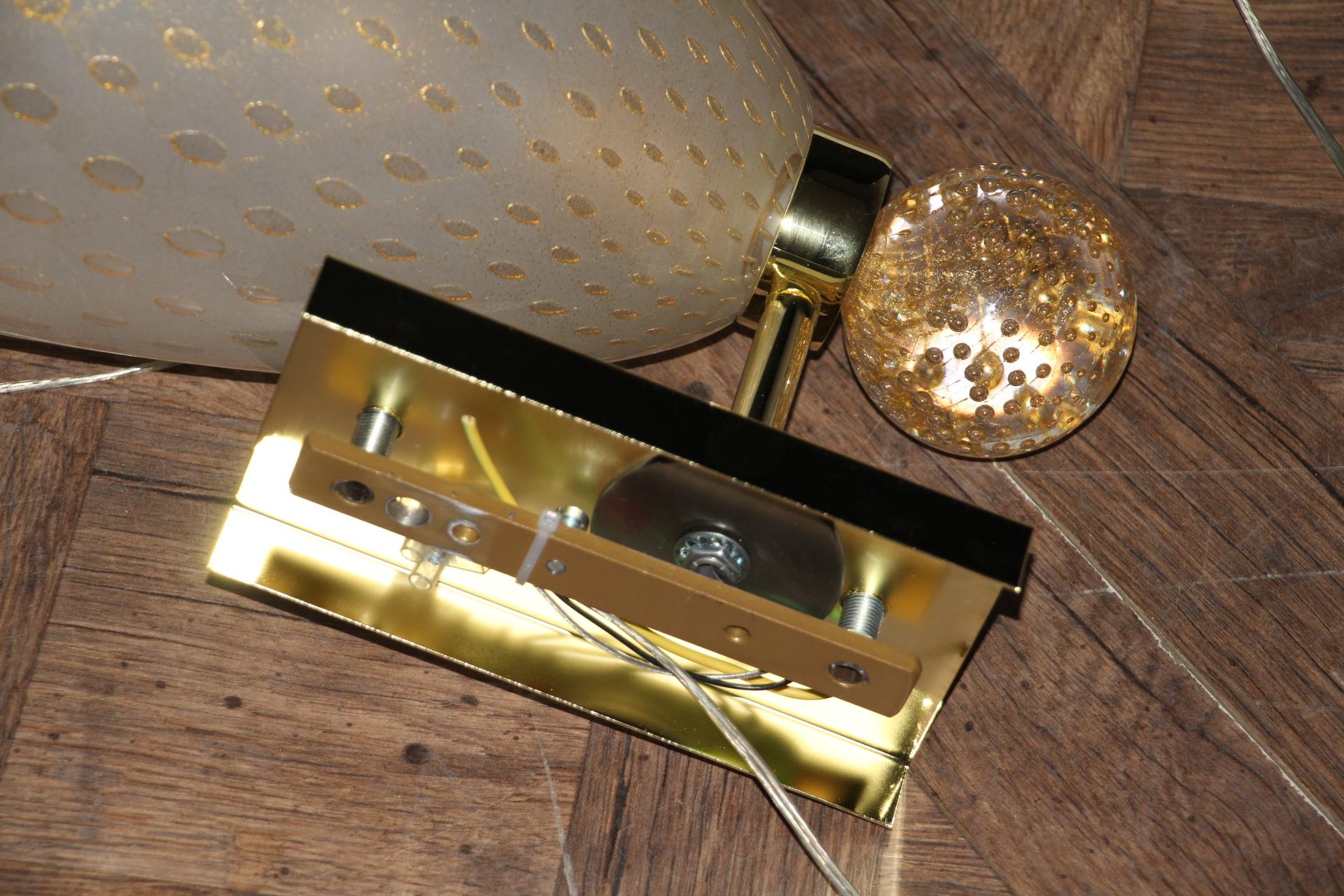 Appliques en verre de Murano de style Barovier avec paillettes et bulles d'or, Wall Lights en vente 7