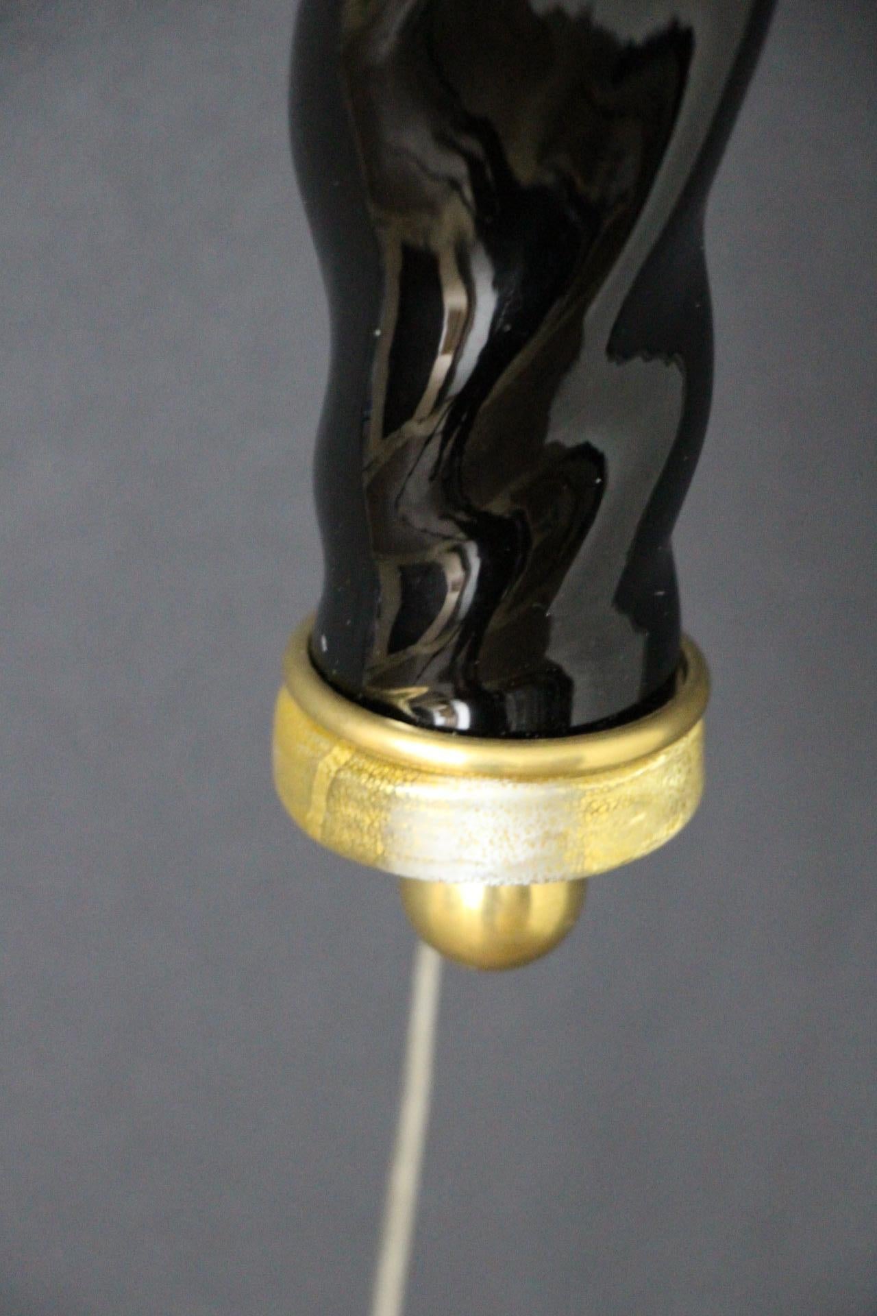 Barovier Style Murano Pulegoso Gold and Black Glass Sconces , Torchere Sconces For Sale 2