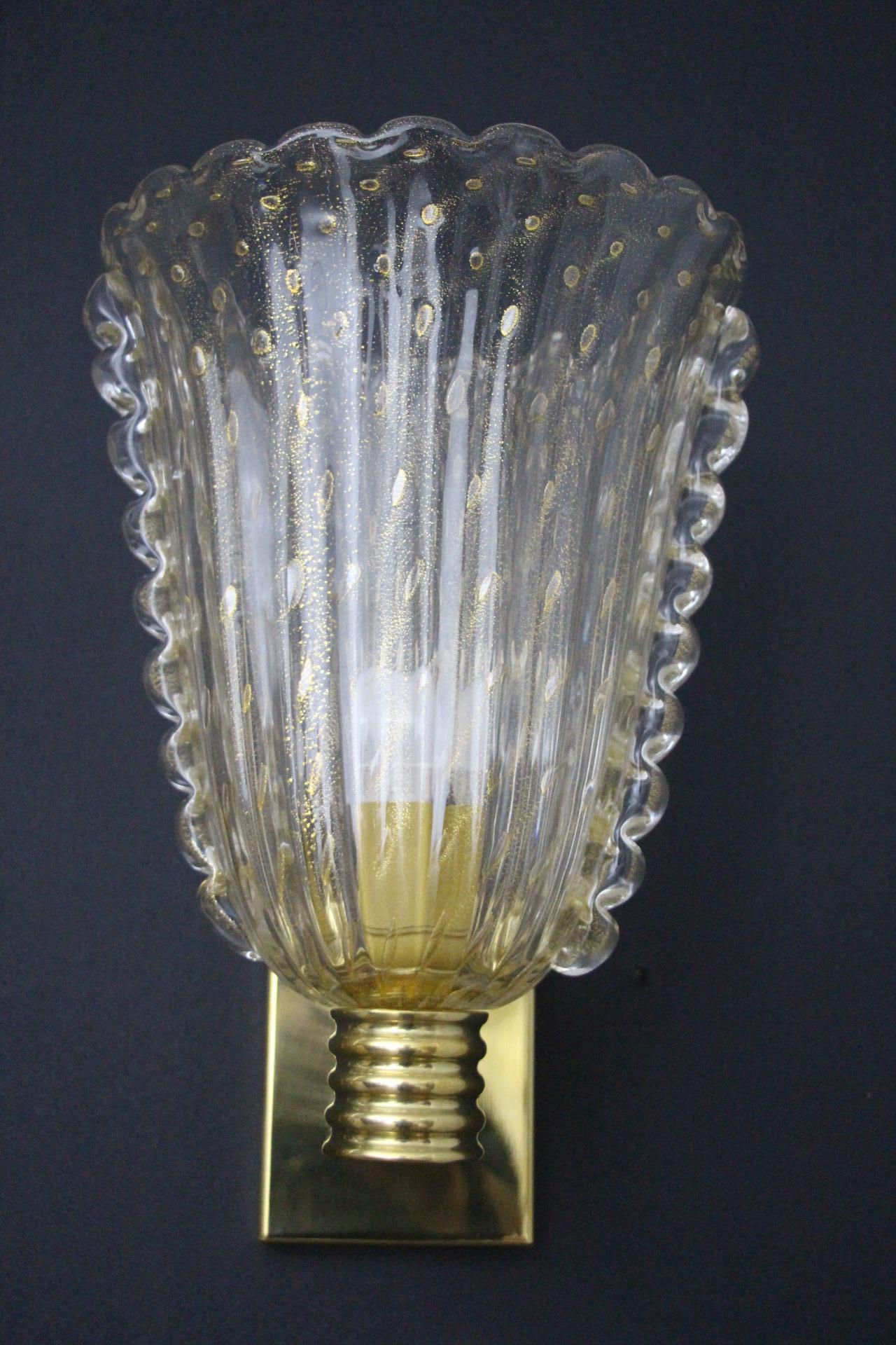 Barovier Style Murano Pulegoso Gold Glass Sconces For Sale 10