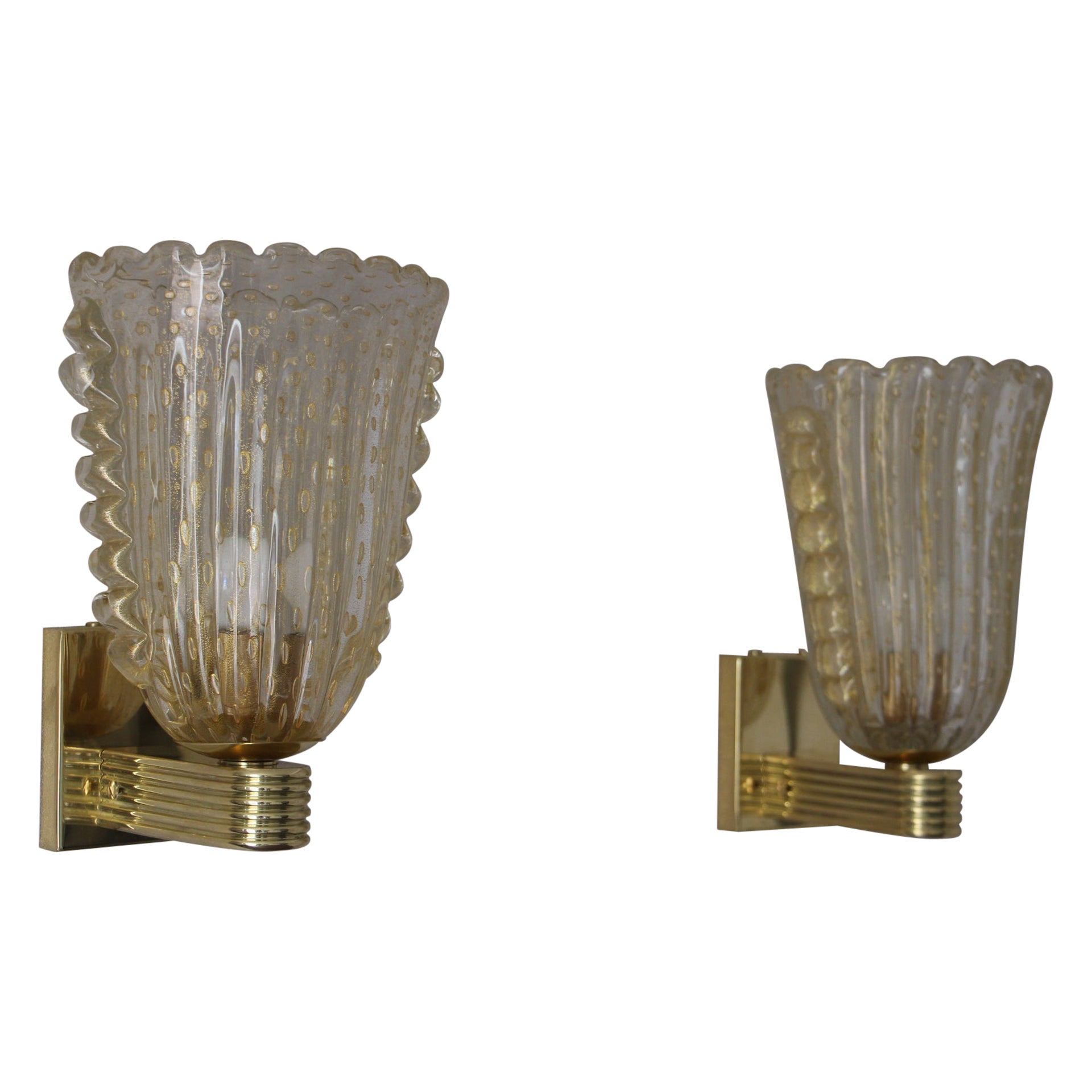 Apliques de Cristal Pulegoso Dorado de Murano Estilo Barovier