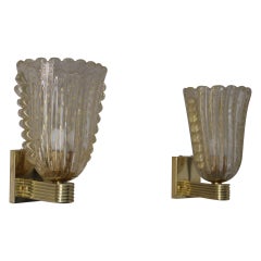 Apliques de Cristal Pulegoso Dorado de Murano Estilo Barovier