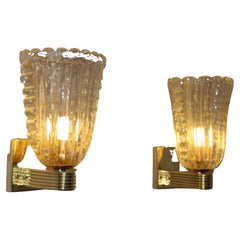 Barovier Style Murano Pulegoso Gold Glass Sconces Barovier Style Murano Pulegoso Gold Glass Sconces
