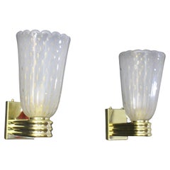 Barovier Style Murano Pulegoso Gold Glass Sconces , Golden Flakes Wall Lights