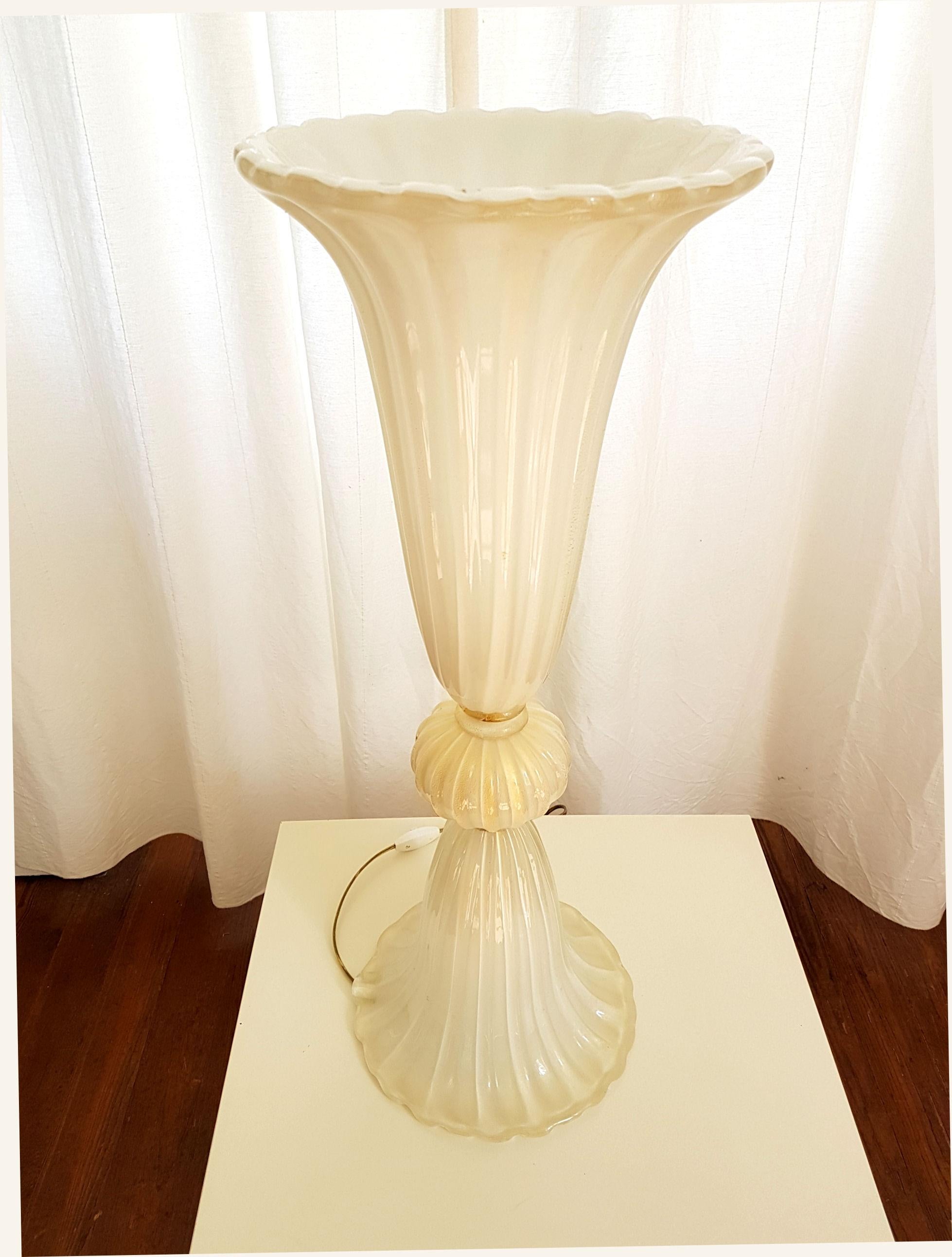 Hand-Crafted Large Murano Glass Table/Floor Lamps Mid-Century Modern Barovier Style Italy 70s