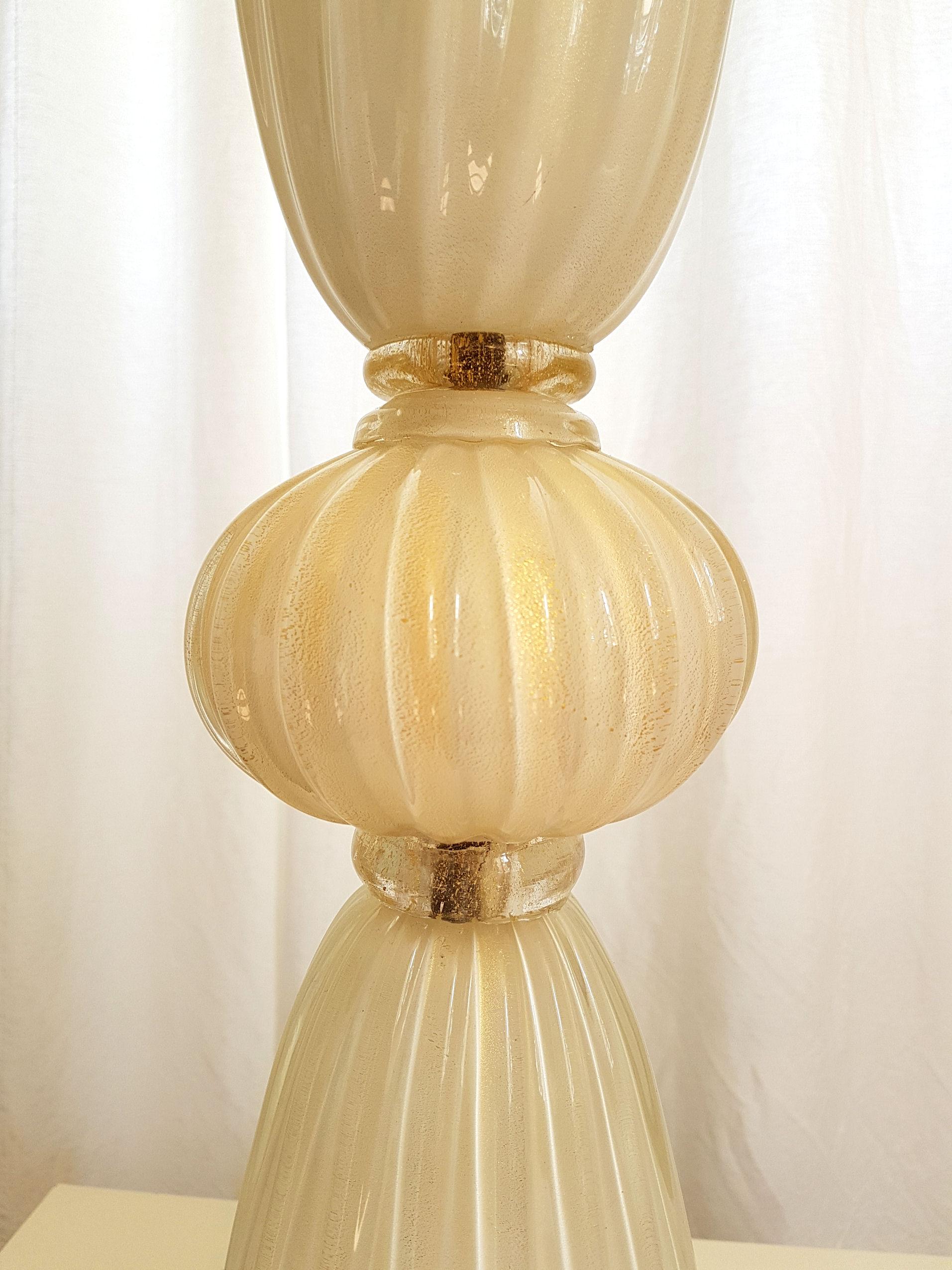 Late 20th Century Large Murano Glass Table/Floor Lamps Mid-Century Modern Barovier Style Italy 70s