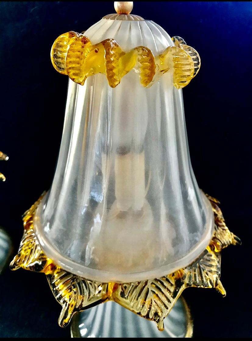 Mid-Century Modern Paire de lampes de bureau Barovier en verre de Murano, Italie, 1960