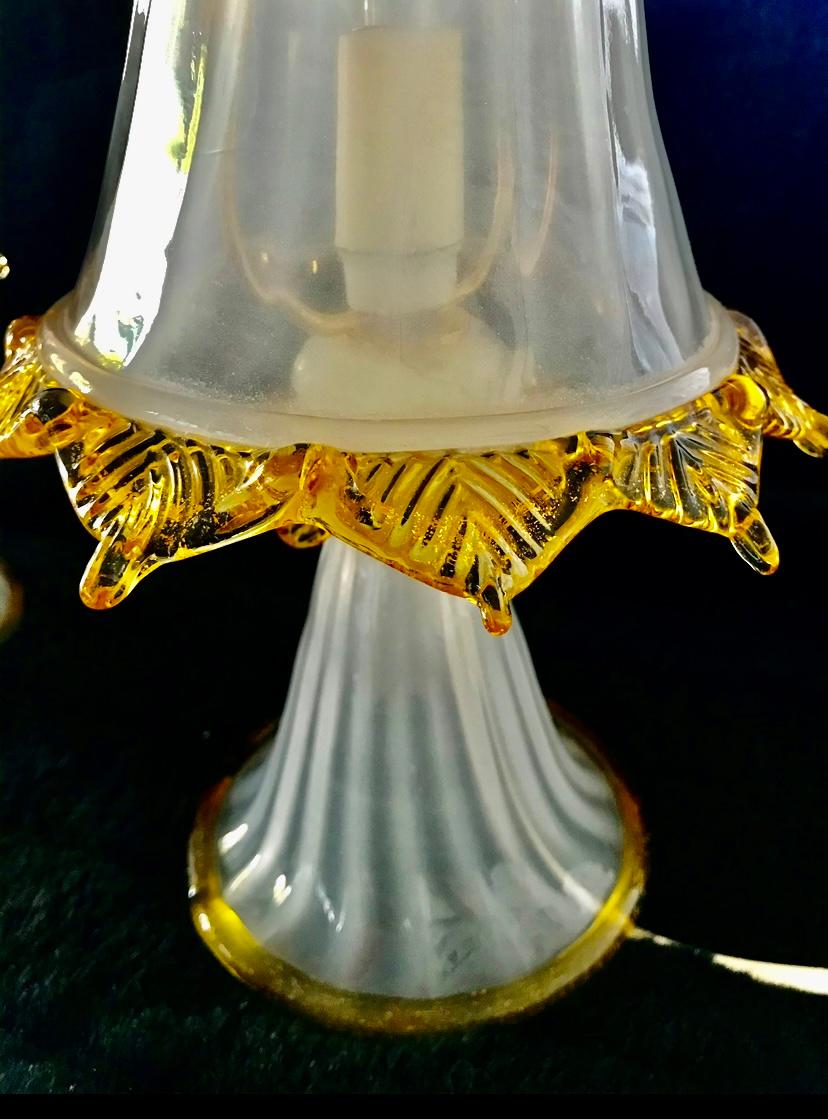 italien Paire de lampes de bureau Barovier en verre de Murano, Italie, 1960