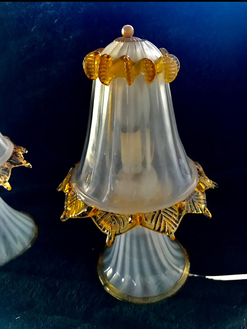 Paire de lampes de bureau Barovier en verre de Murano, Italie, 1960 Bon état à La xara, VC