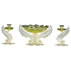 Barovier Three-Piece Centerpiece Set With Candlesticks