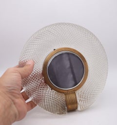 BAROVIER & TOSO 1935 Art Deco Round Torchon Picture Frame In Art-Glass & Bronze