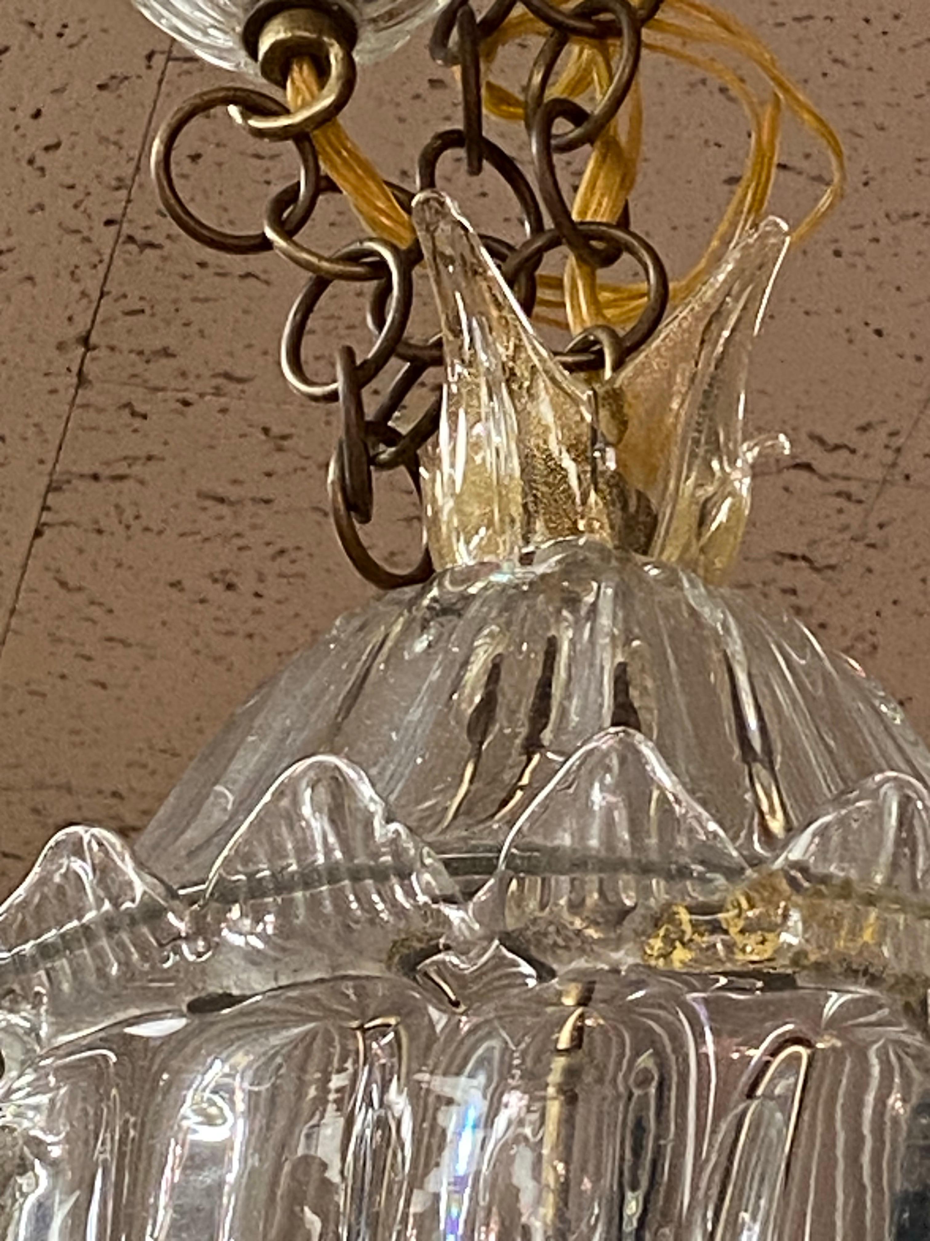 Barovier & Toso 1940 Lámpara de cristal soplado de Murano con aventurina en venta 5