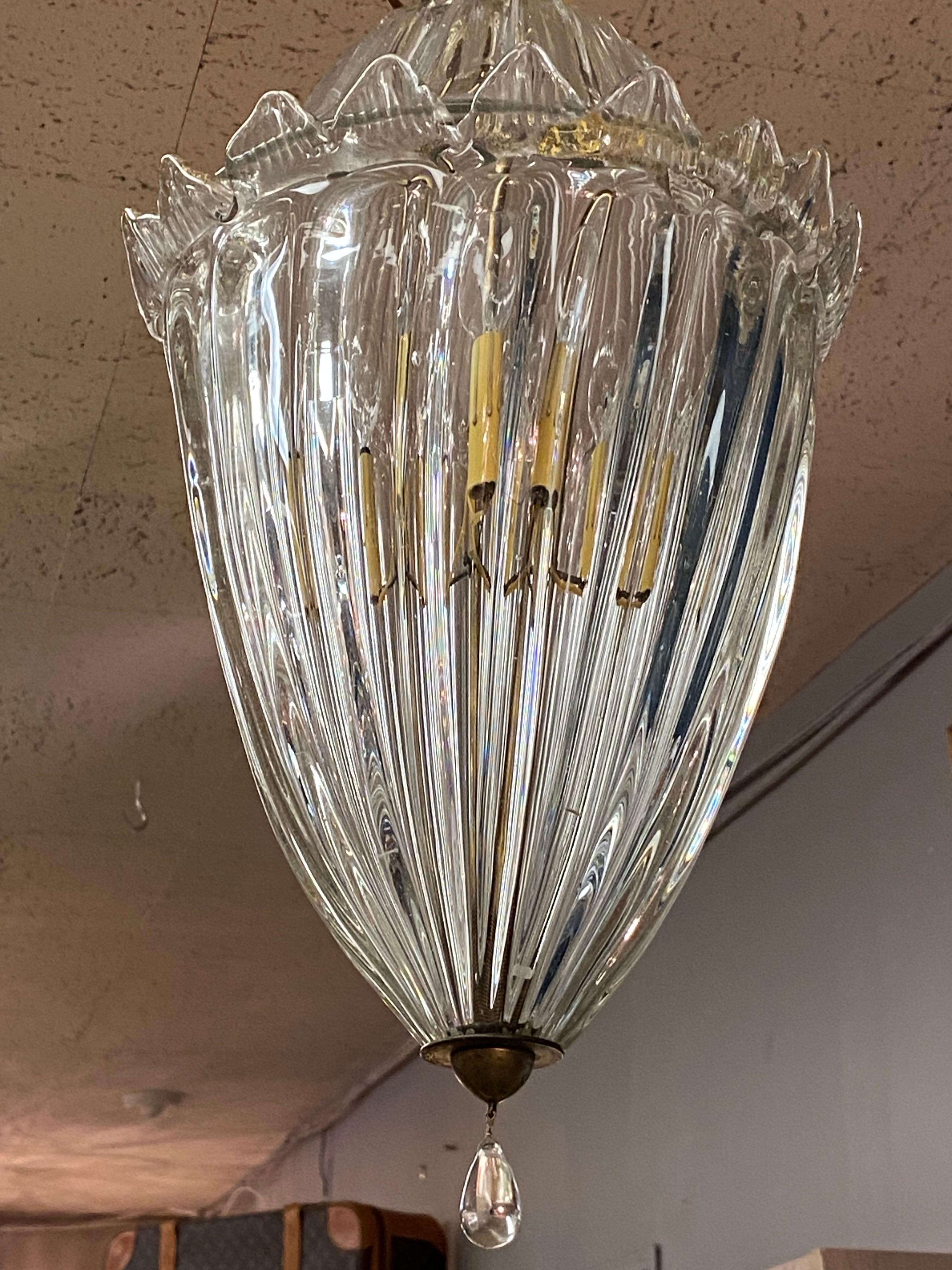 Barovier & Toso 1940 Lámpara de cristal soplado de Murano con aventurina en venta 6