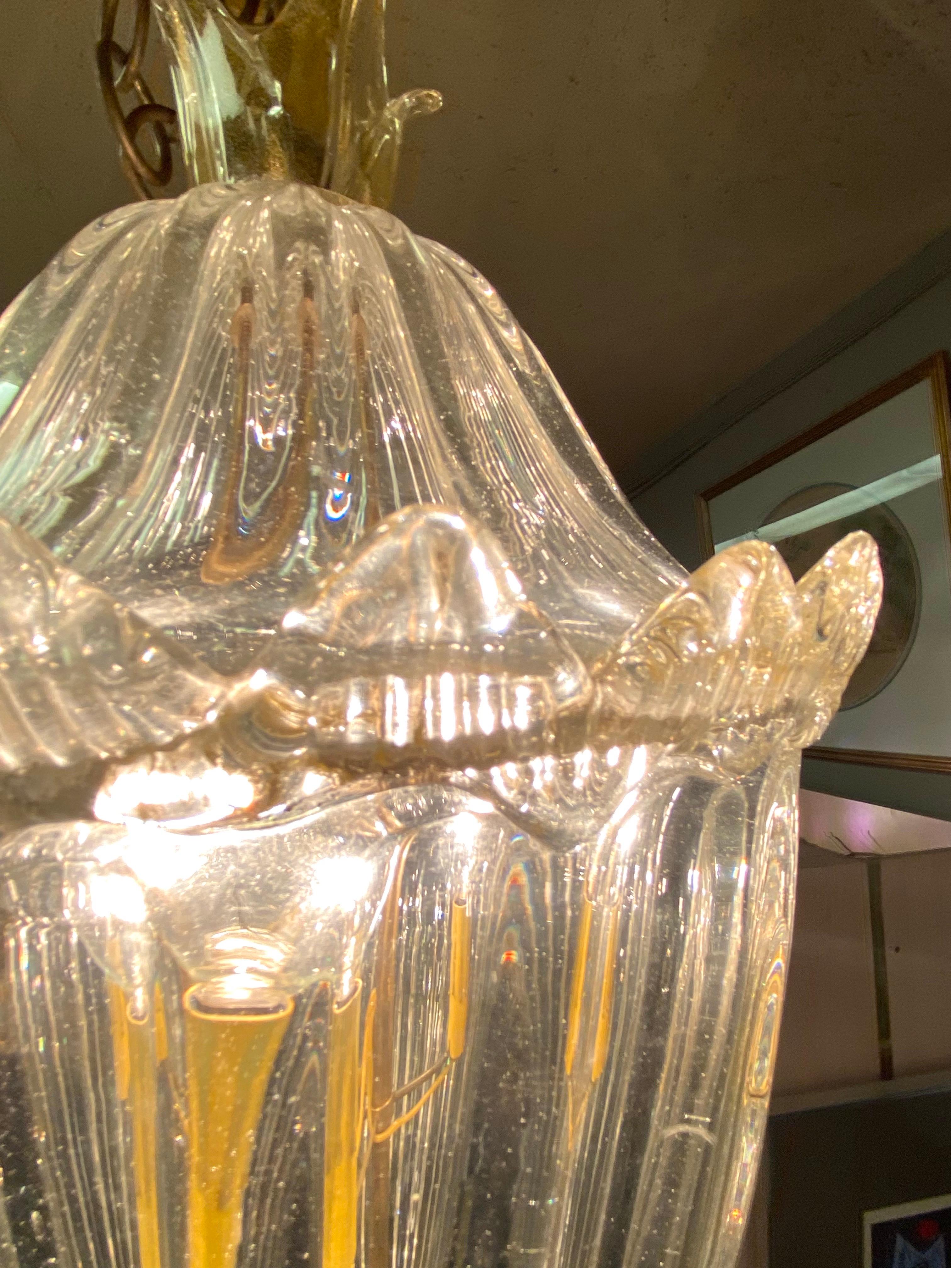 Barovier & Toso 1940 Lámpara de cristal soplado de Murano con aventurina en venta 7