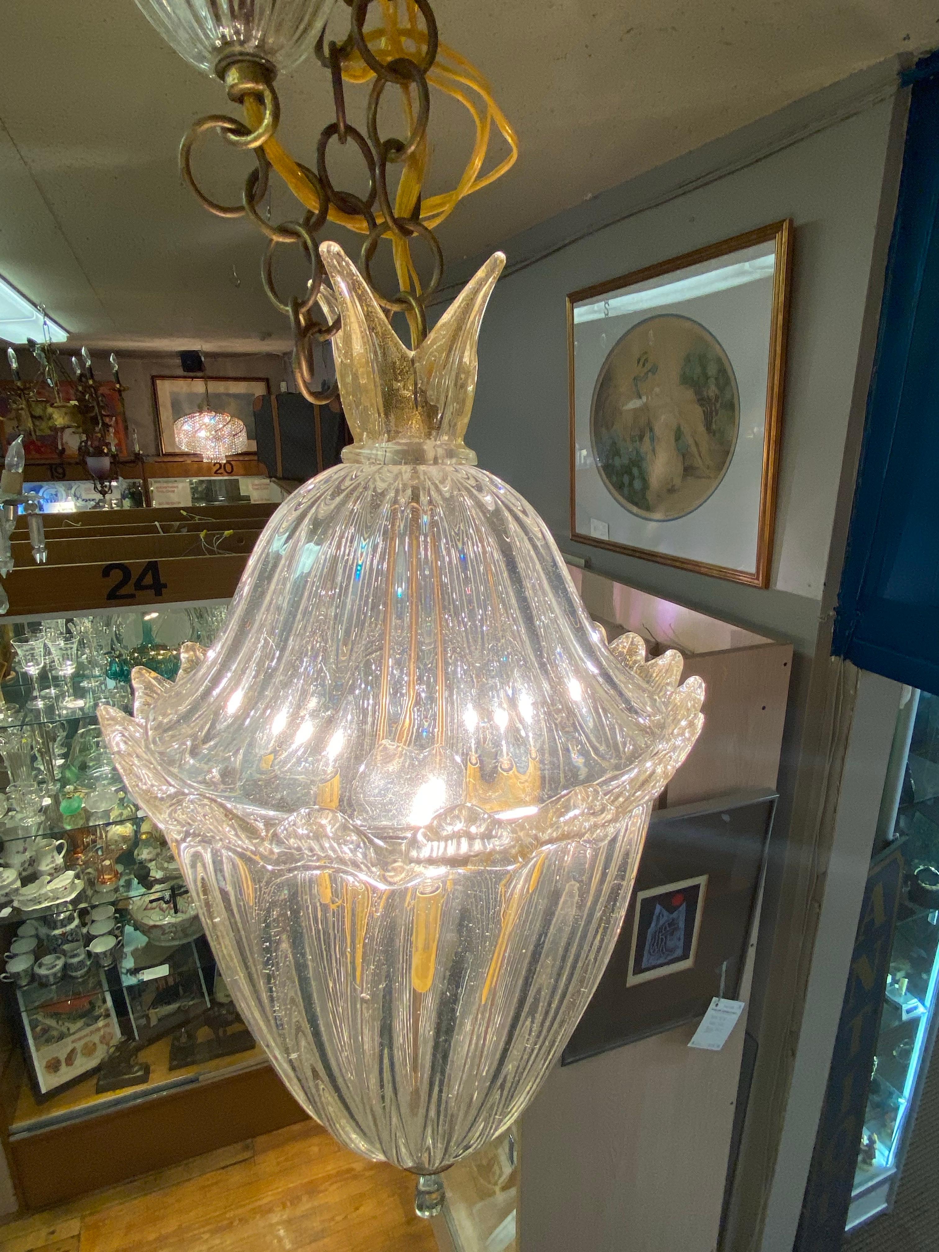Barovier & Toso 1940 Lámpara de cristal soplado de Murano con aventurina en venta 9