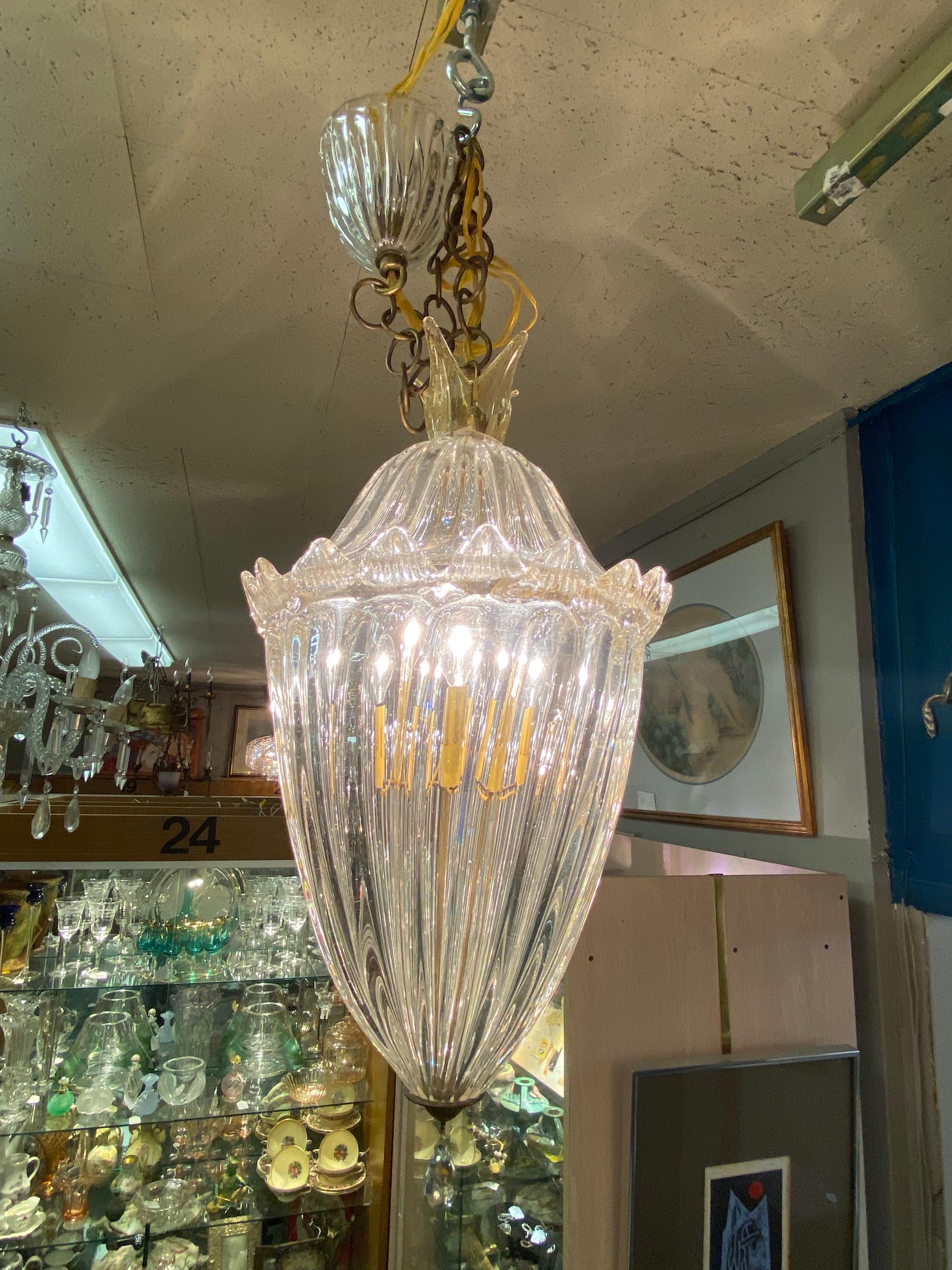 Barovier & Toso 1940 Lámpara de cristal soplado de Murano con aventurina en venta 11