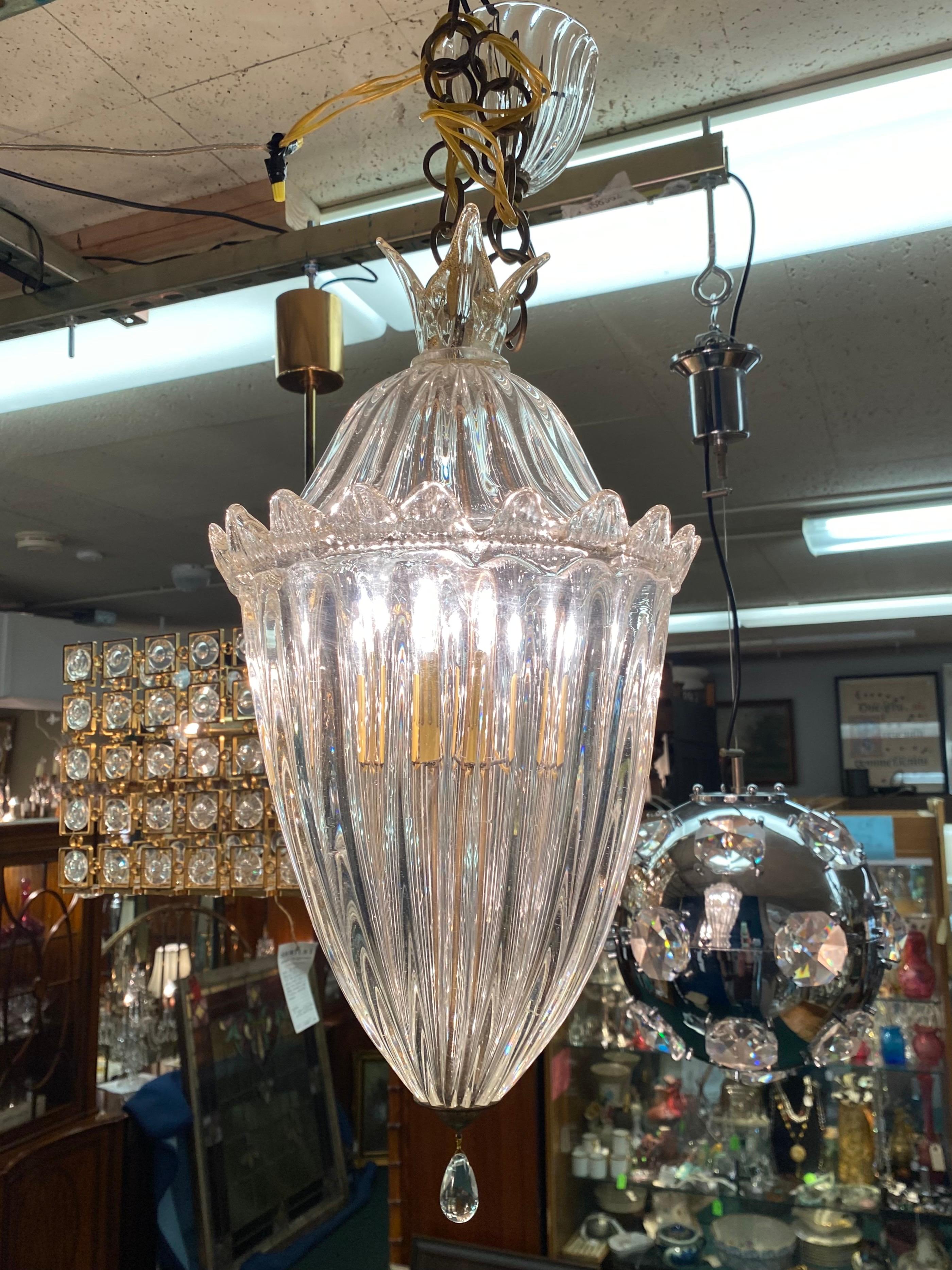 Barovier & Toso 1940 Lámpara de cristal soplado de Murano con aventurina Italiano en venta
